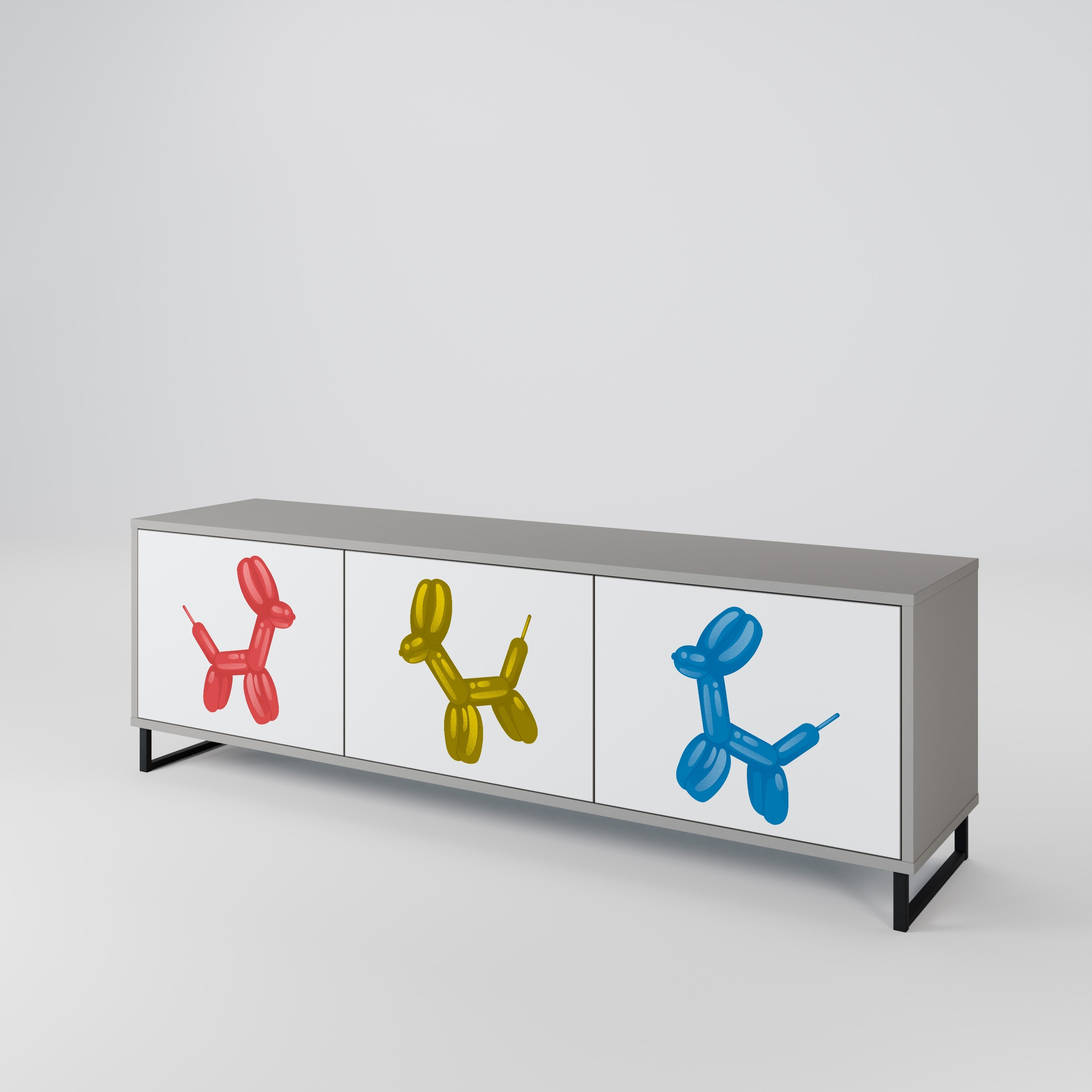 CHILDHOOD MEMORY TV-Lowboard mit 3 Türen in Grau