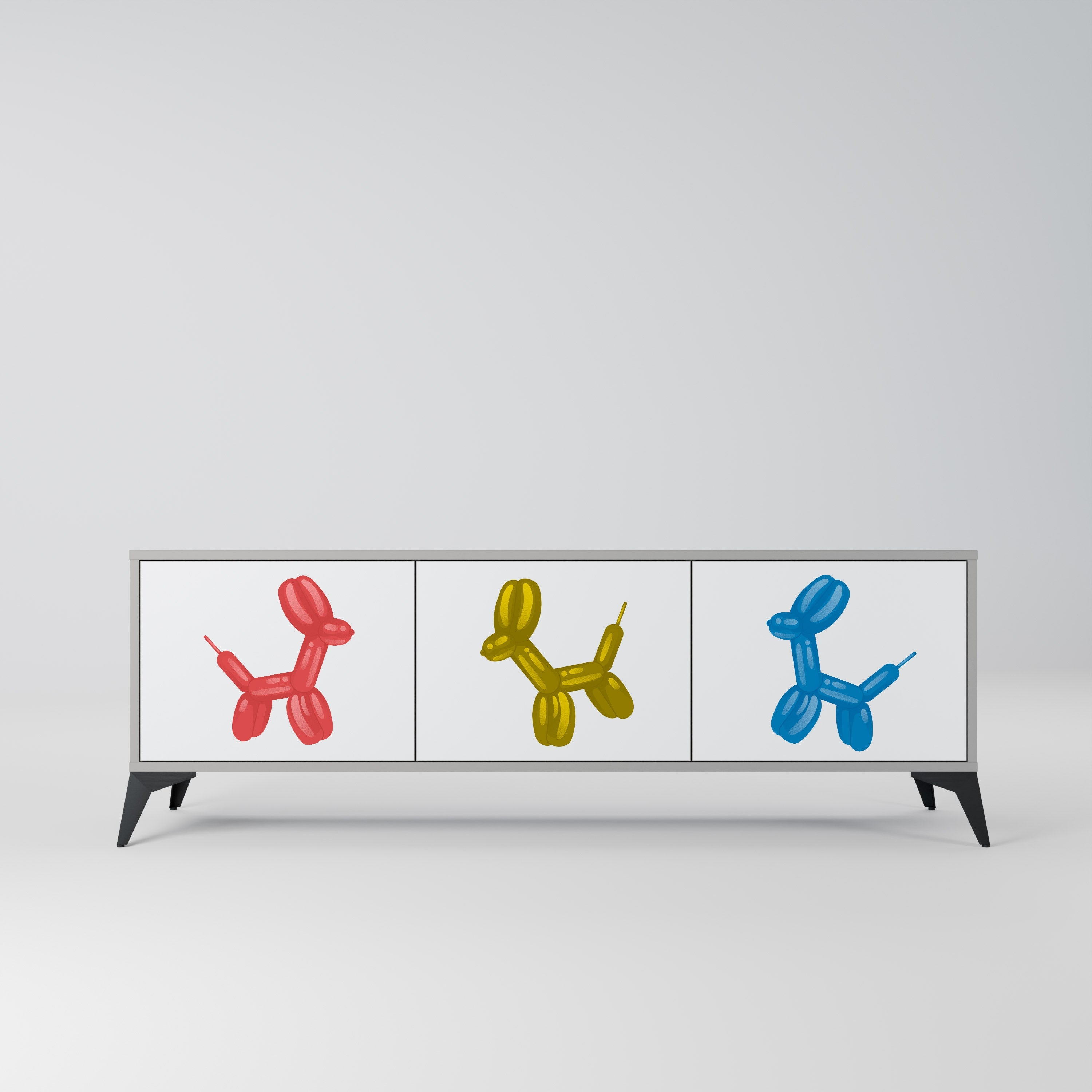 CHILDHOOD MEMORY 3-Door TV Stand in Grey Finish