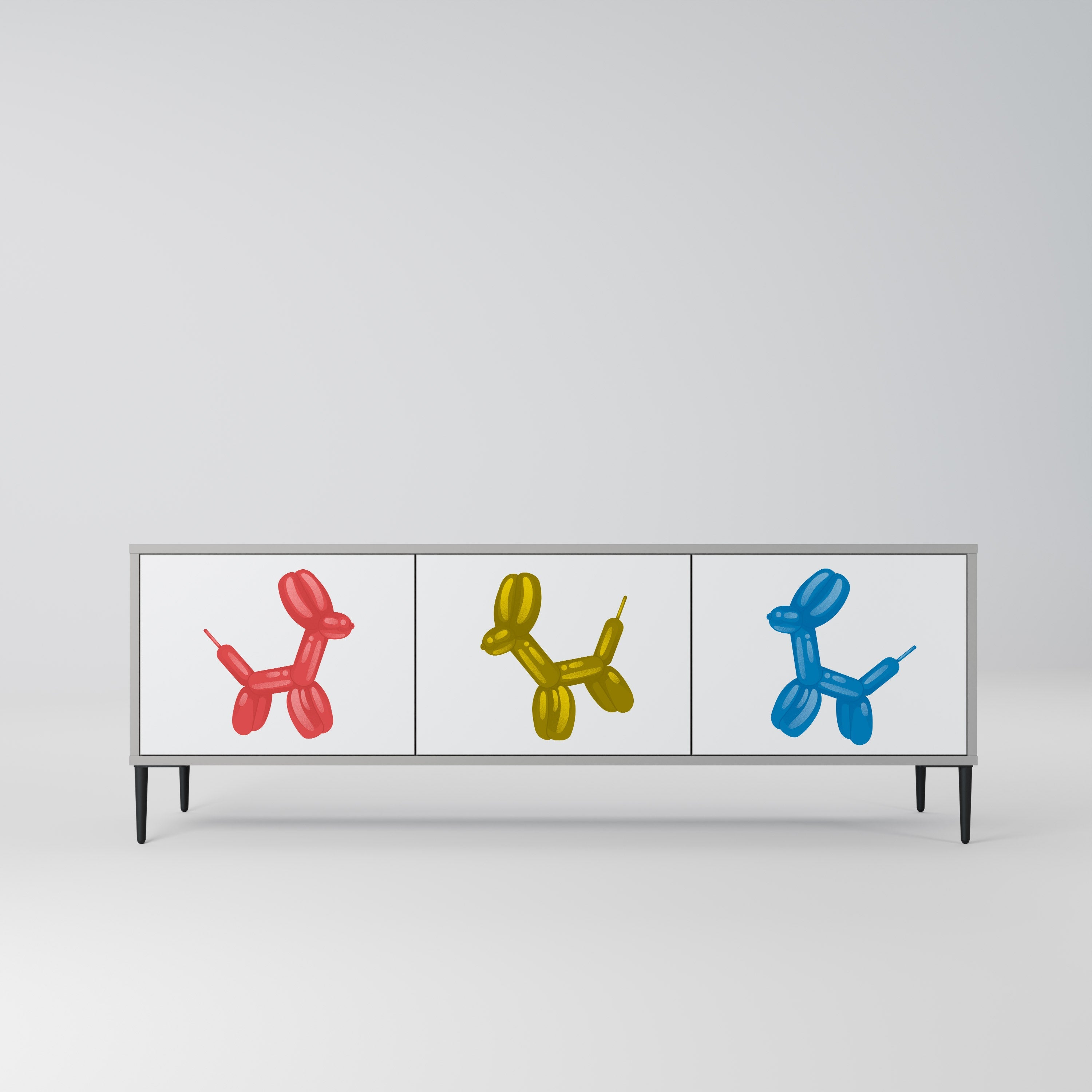 CHILDHOOD MEMORY 3-Door TV Stand in Grey Finish