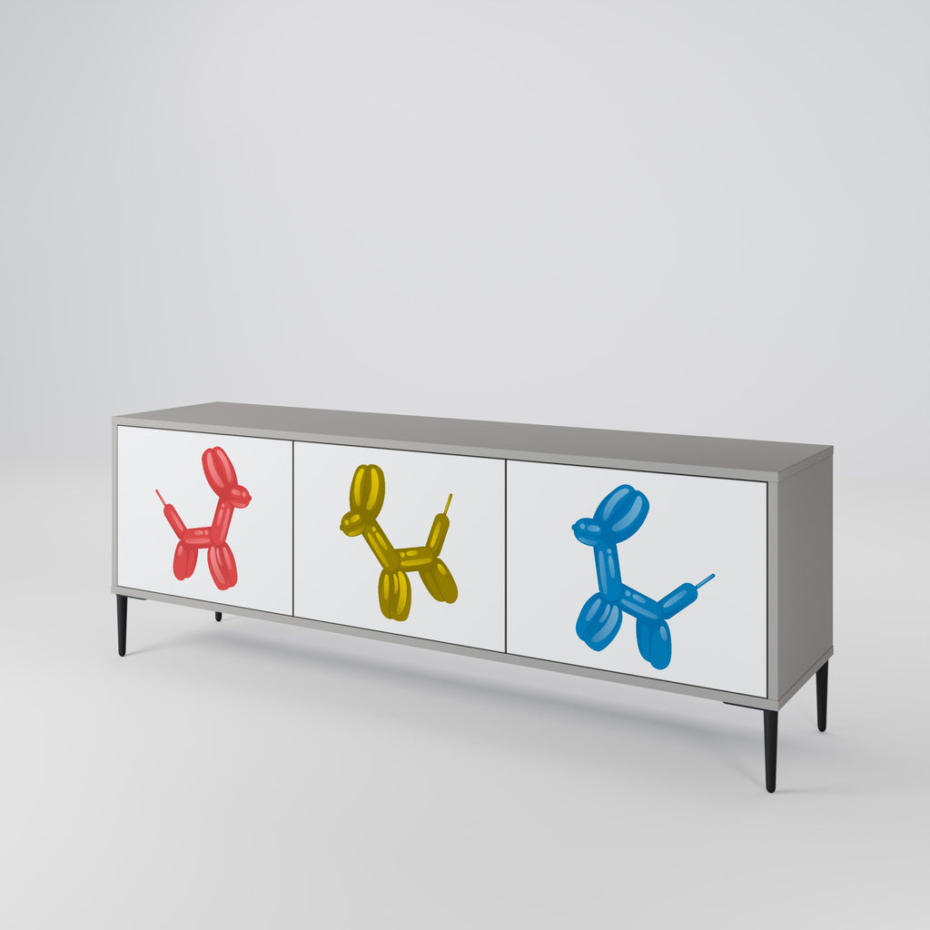 CHILDHOOD MEMORY TV-Lowboard mit 3 Türen in Grau