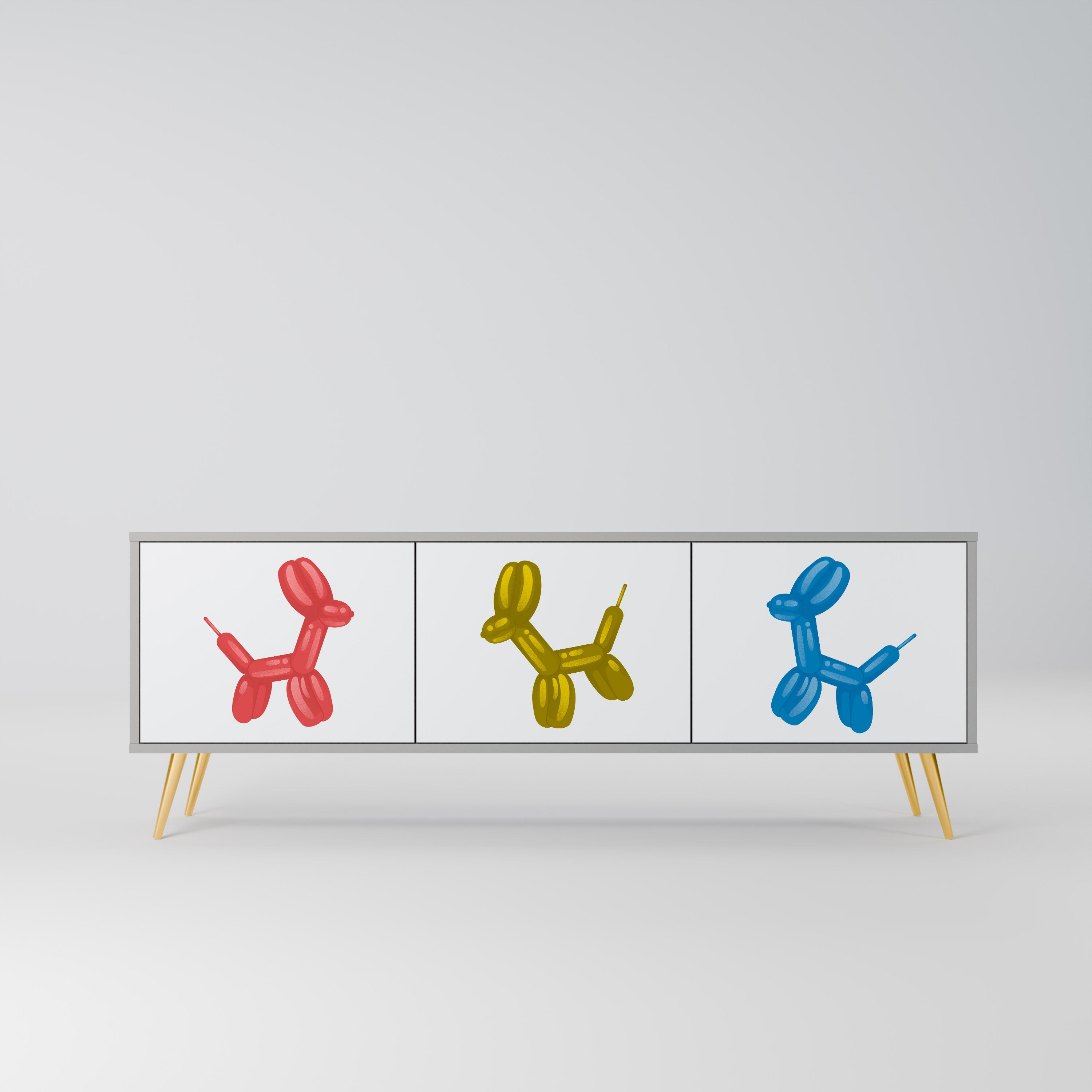 CHILDHOOD MEMORY 3-Door TV Stand in Grey Finish