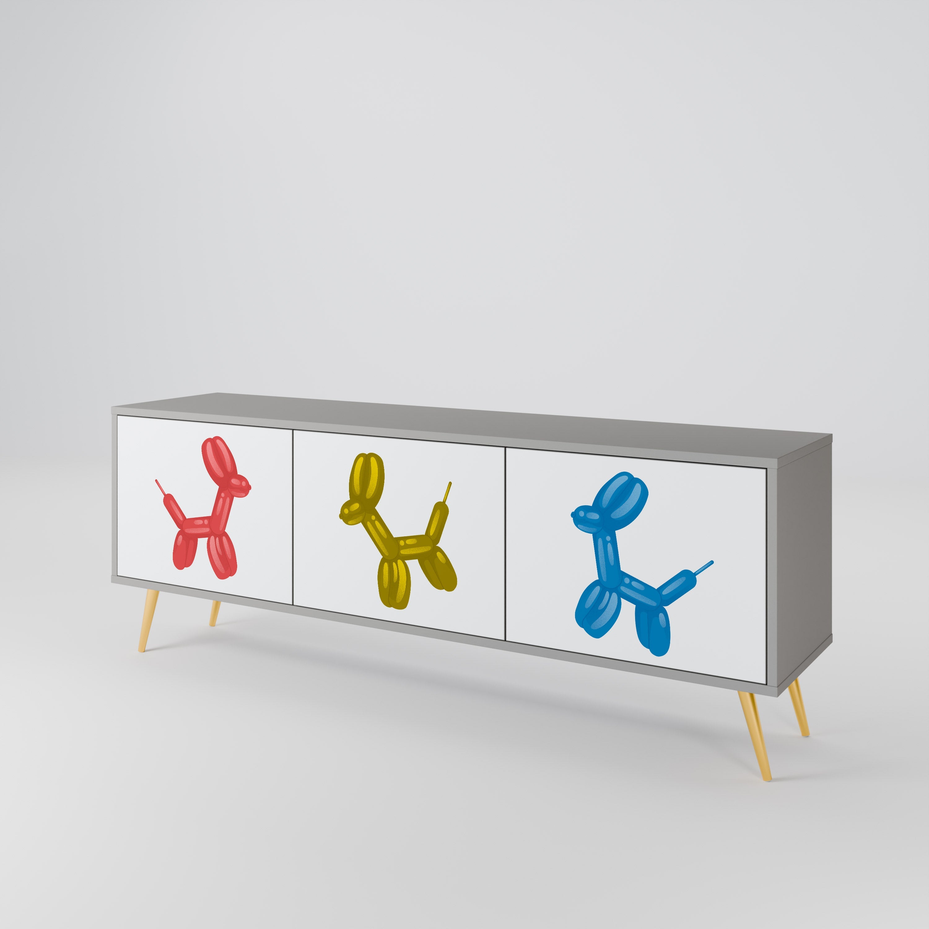 CHILDHOOD MEMORY 3-Door TV Stand in Grey Finish