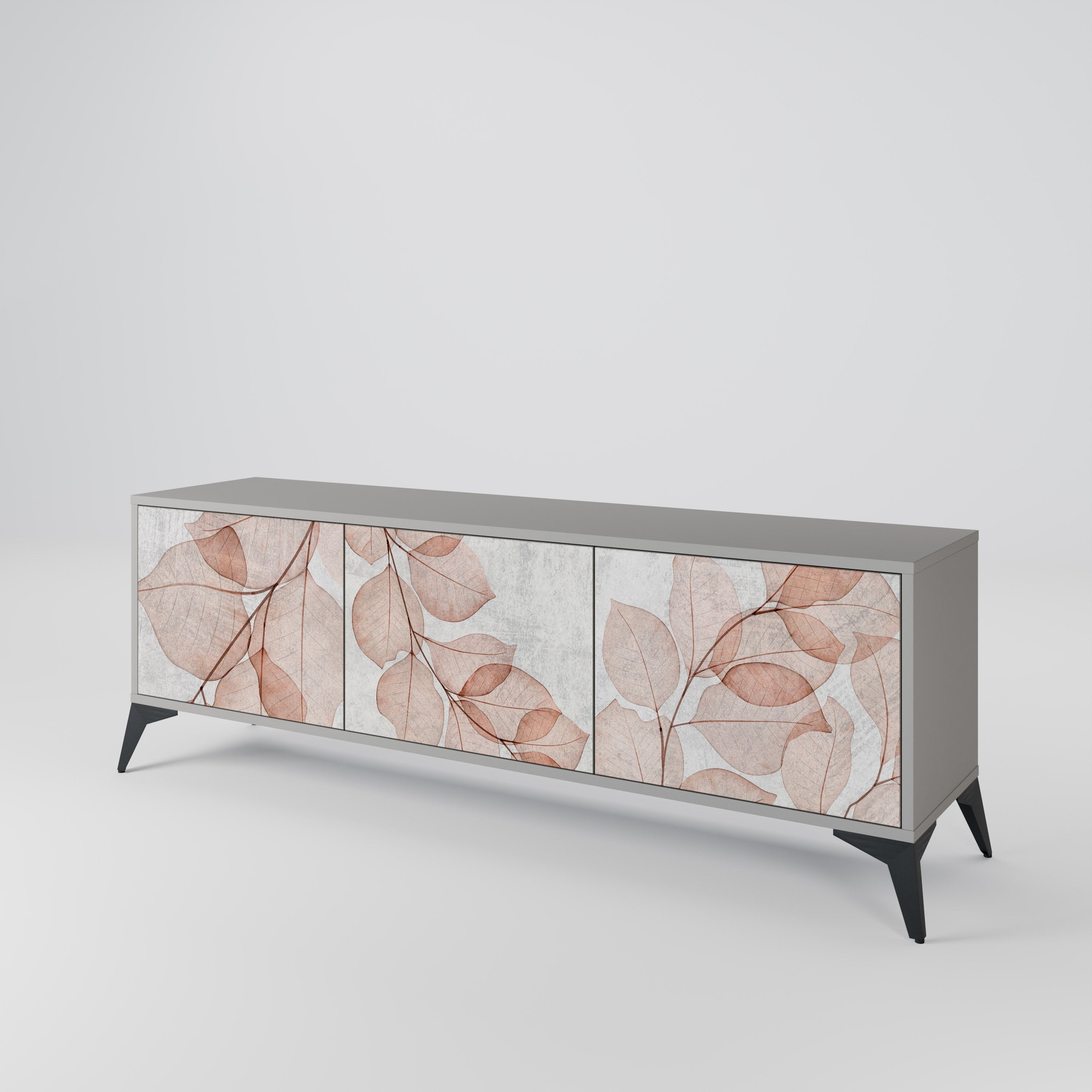 AUTUMN FRAGILITY 3-Door TV Stand in Grey Finish