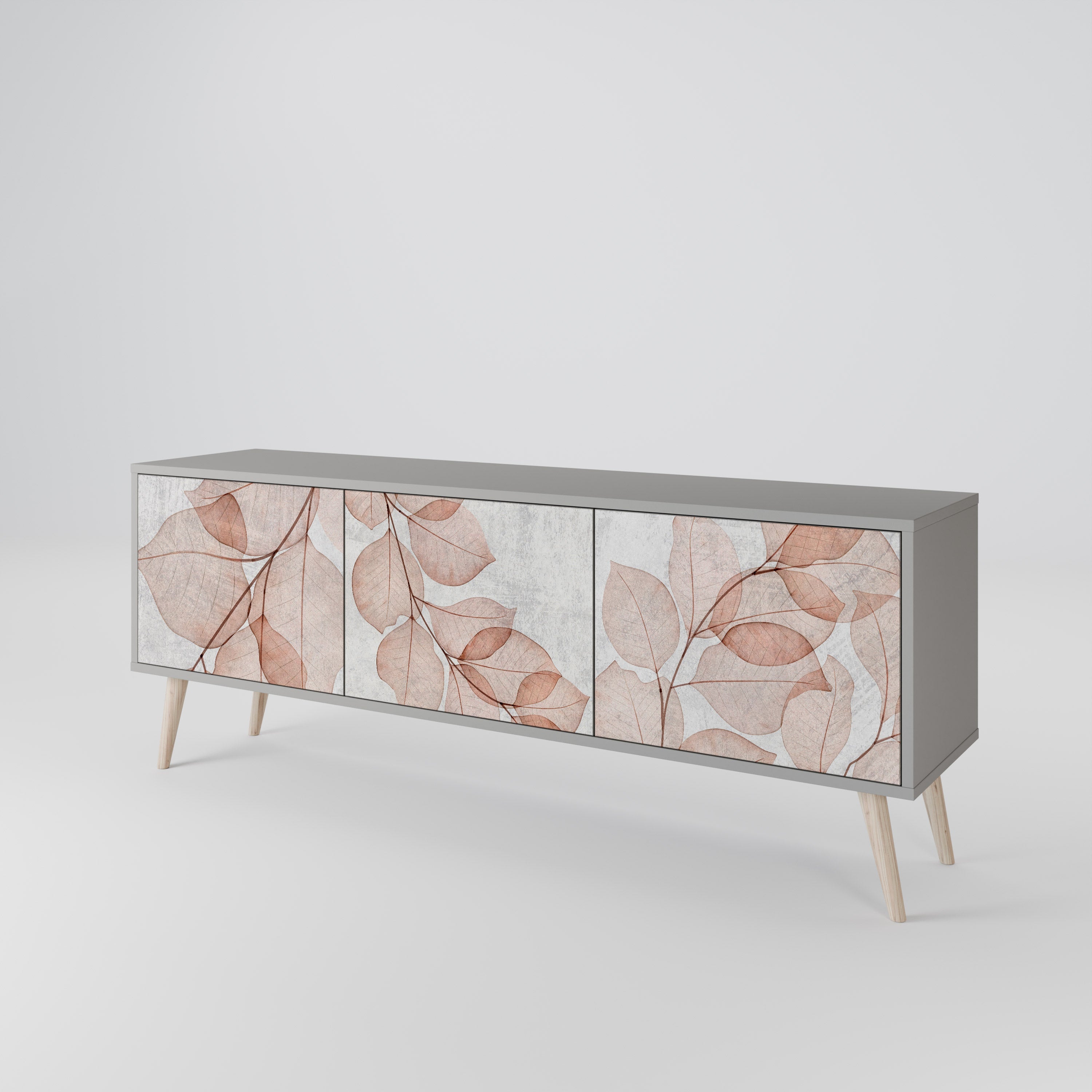 AUTUMN FRAGILITY 3-Door TV Stand in Grey Finish