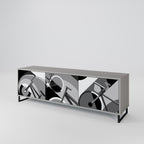 BIKE ENERGY 3-Door TV Stand in Grey Finish