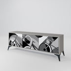 BIKE ENERGY 3-Door TV Stand in Grey Finish