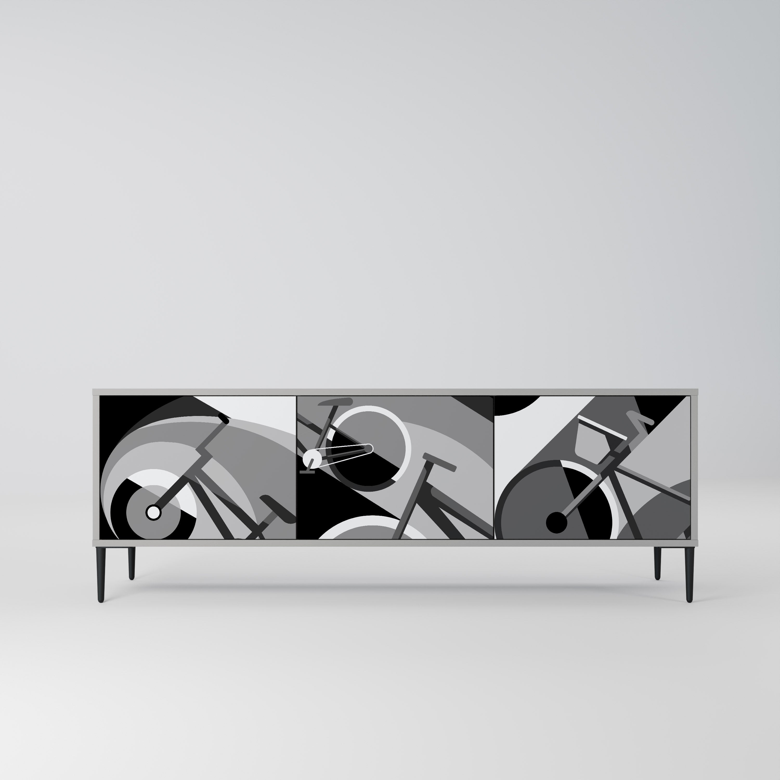 BIKE ENERGY 3-Door TV Stand in Grey Finish