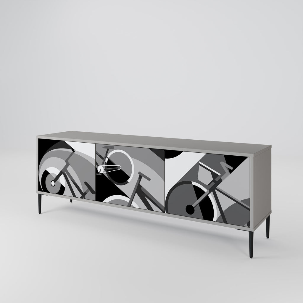 BIKE ENERGY 3-Door TV Stand in Grey Finish