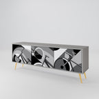 BIKE ENERGY 3-Door TV Stand in Grey Finish