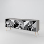 BIKE ENERGY 3-Door TV Stand in Grey Finish