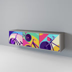 BIKE DREAMS 3-Door TV Stand in Grey Finish