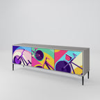 BIKE DREAMS 3-Door TV Stand in Grey Finish