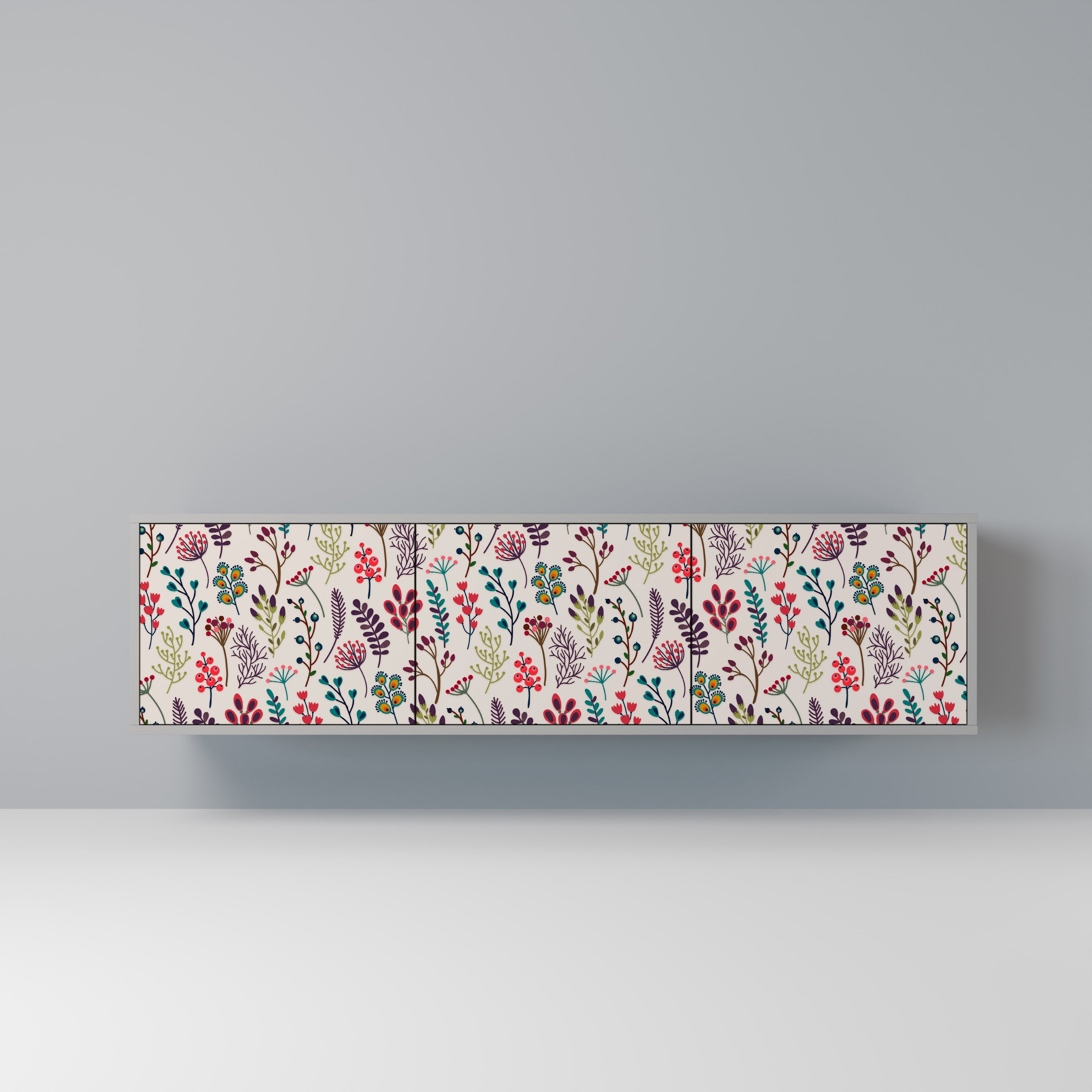 AUTUMN SUNDRIES 3-Door TV Stand in Grey Finish