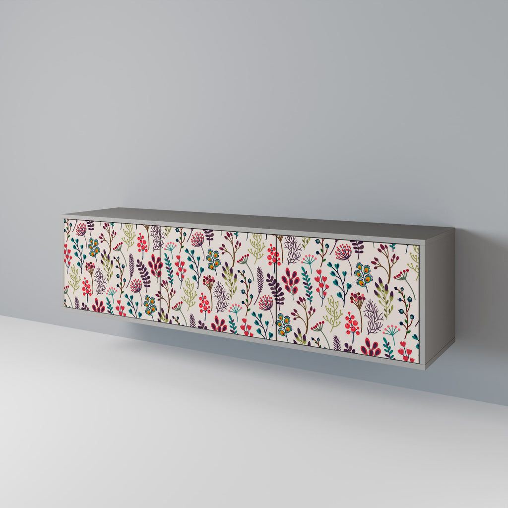 AUTUMN SUNDRIES 3-Door TV Stand in Grey Finish