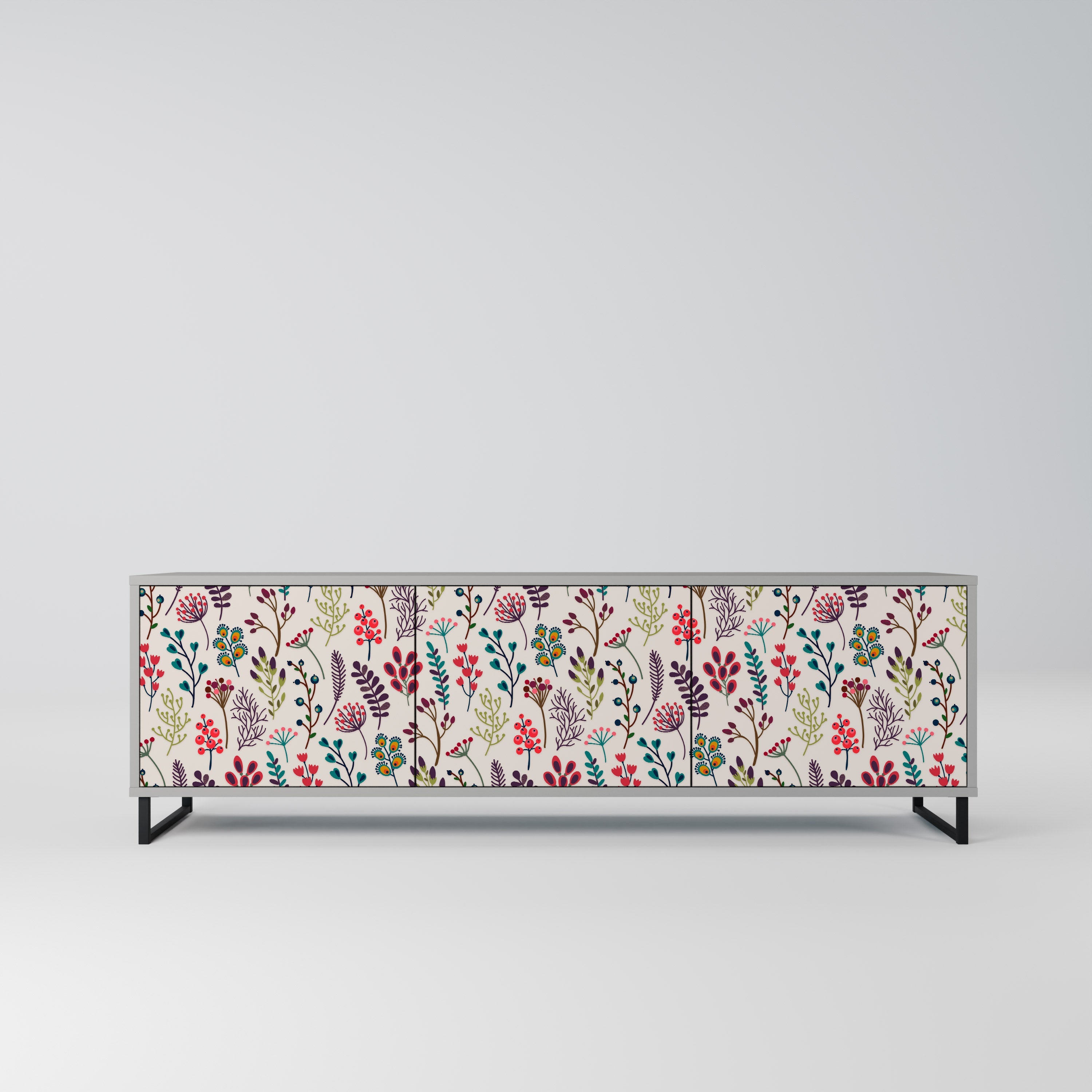 AUTUMN SUNDRIES 3-Door TV Stand in Grey Finish