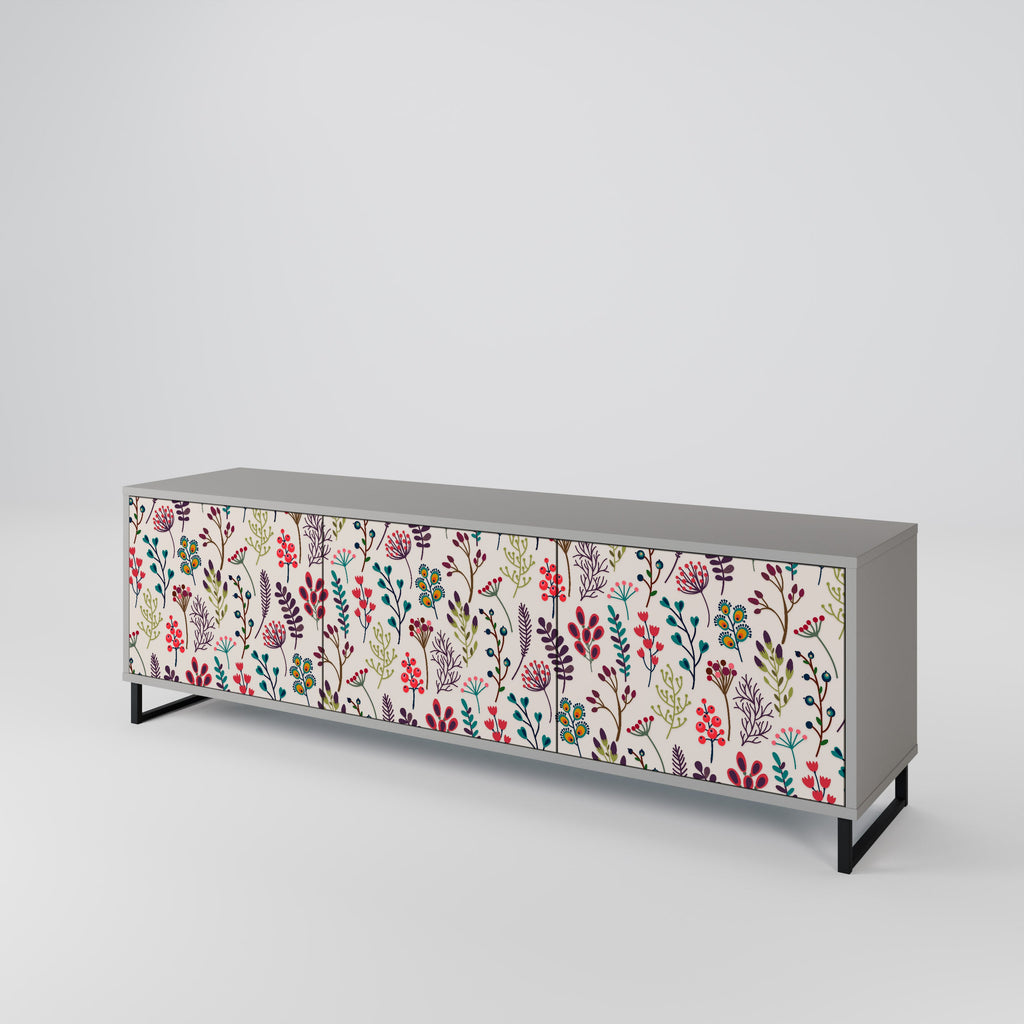 AUTUMN SUNDRIES 3-Door TV Stand in Grey Finish