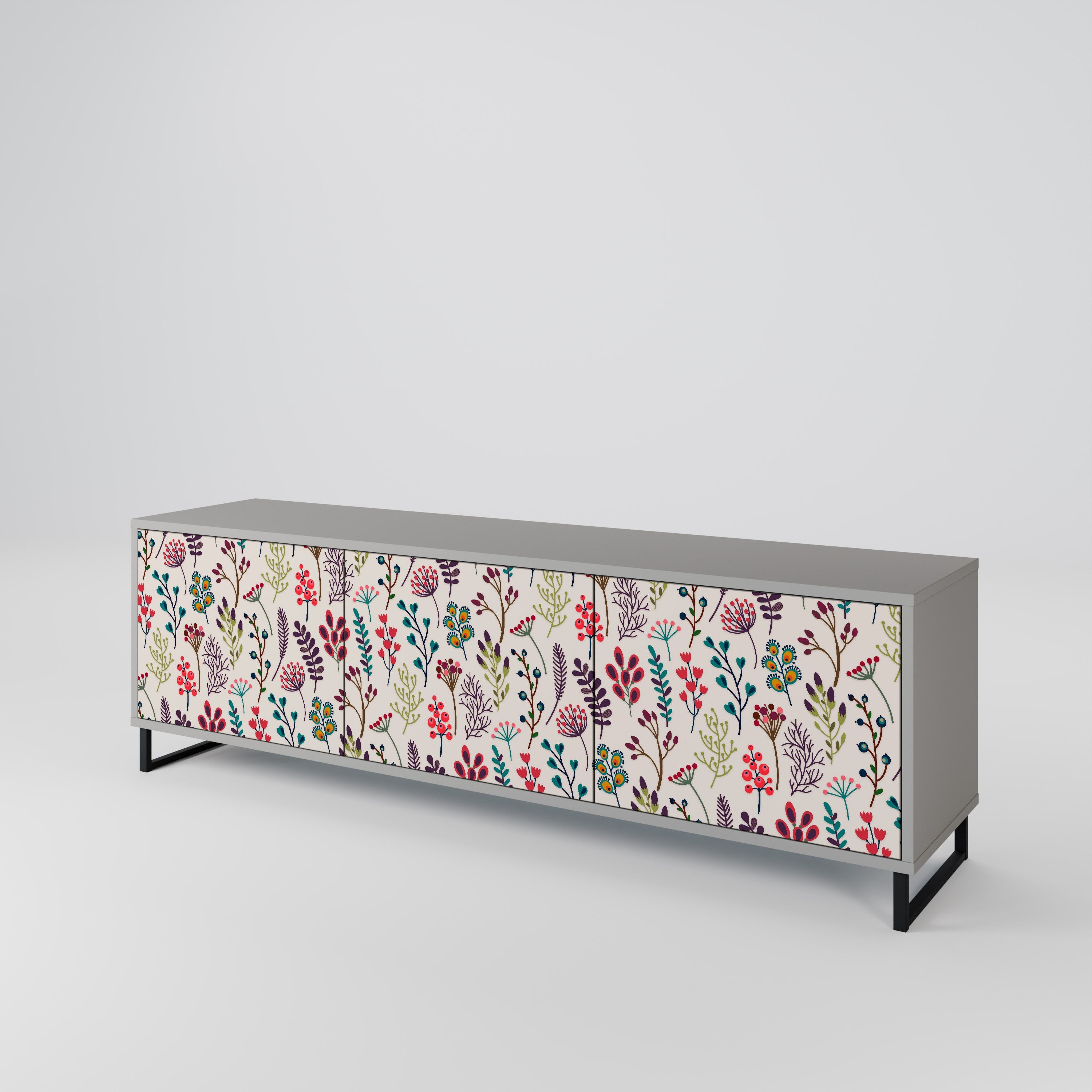 AUTUMN SUNDRIES 3-Door TV Stand in Grey Finish