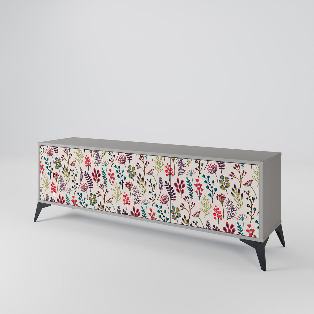 AUTUMN SUNDRIES 3-Door TV Stand in Grey Finish