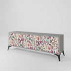 AUTUMN SUNDRIES 3-Door TV Stand in Grey Finish