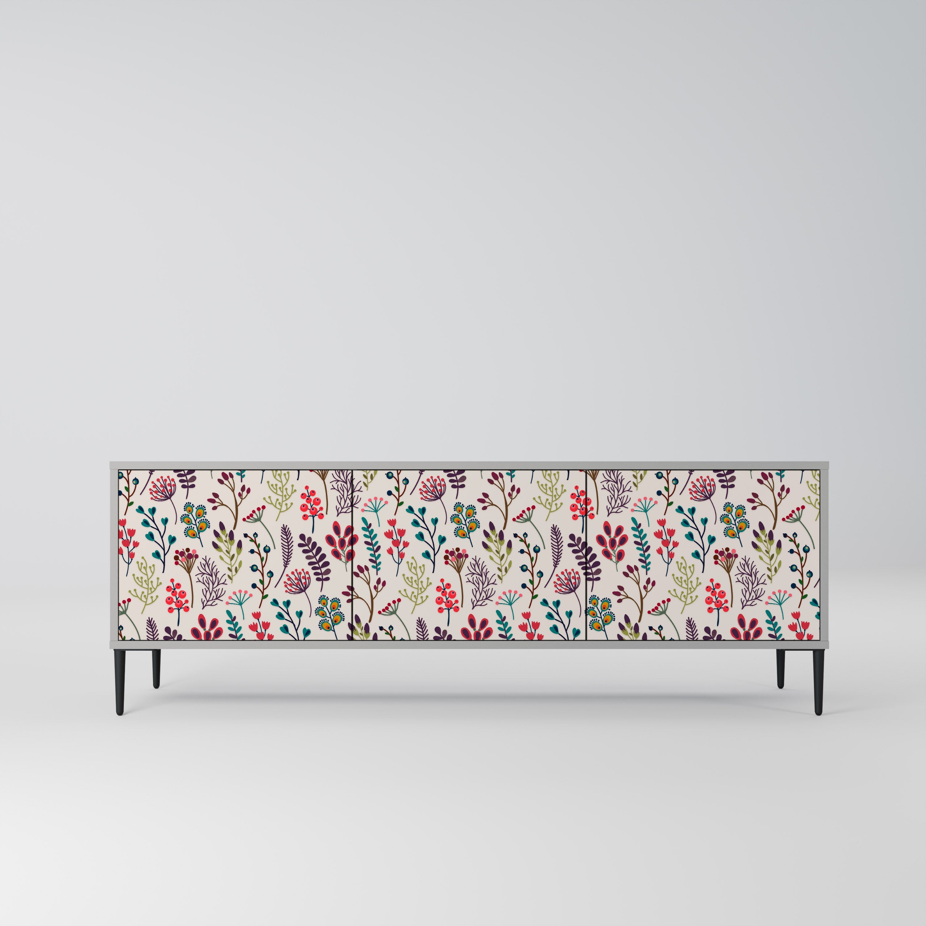 AUTUMN SUNDRIES 3-Door TV Stand in Grey Finish