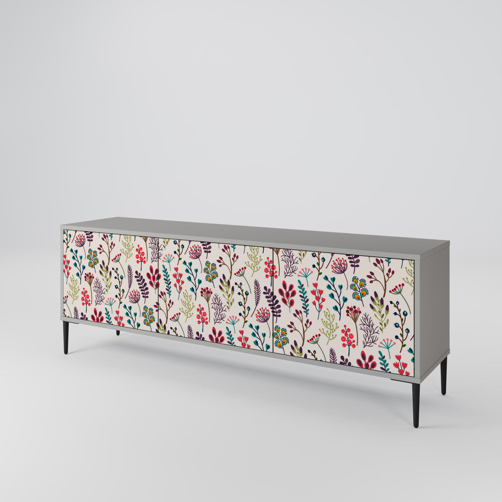 AUTUMN SUNDRIES 3-Door TV Stand in Grey Finish