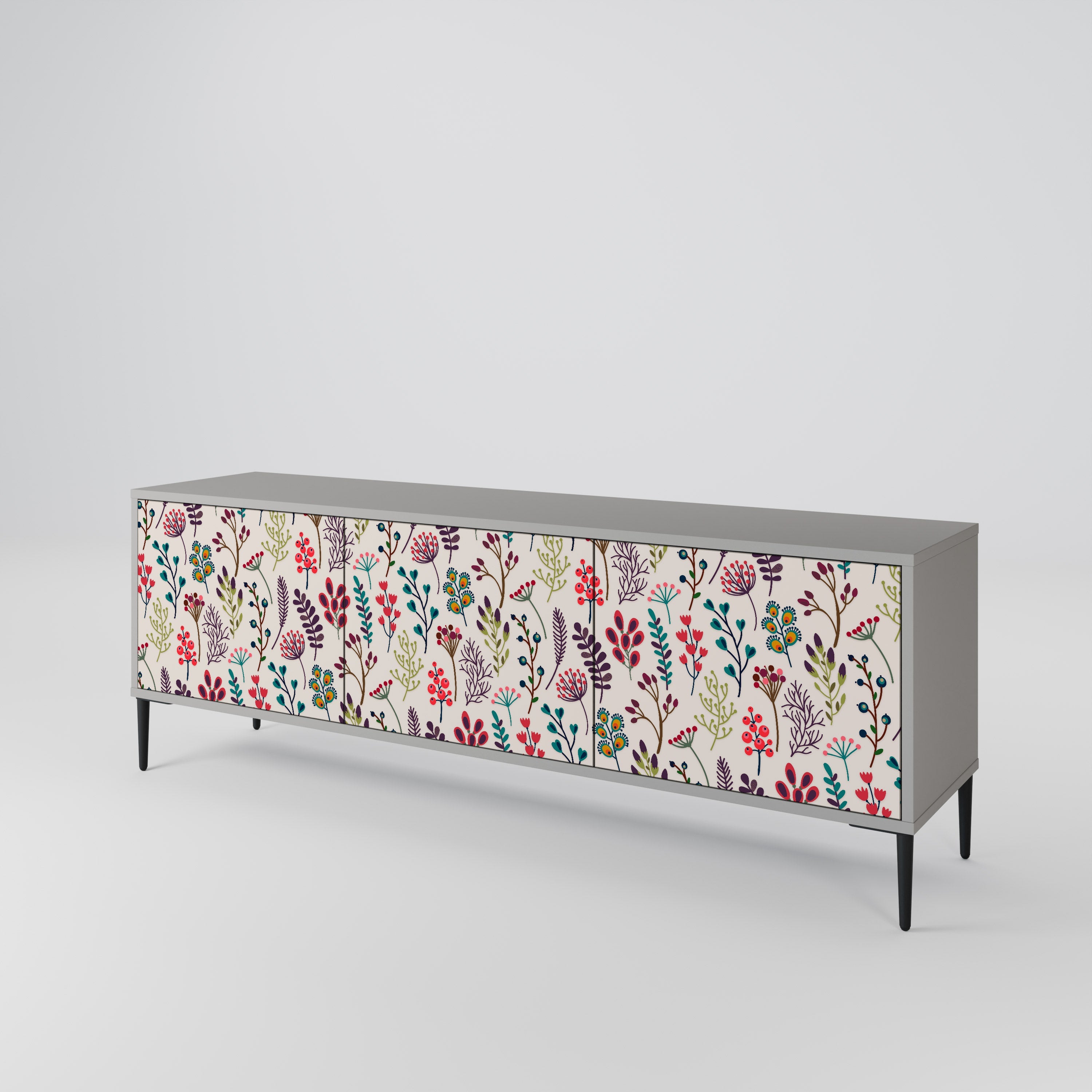 AUTUMN SUNDRIES 3-Door TV Stand in Grey Finish