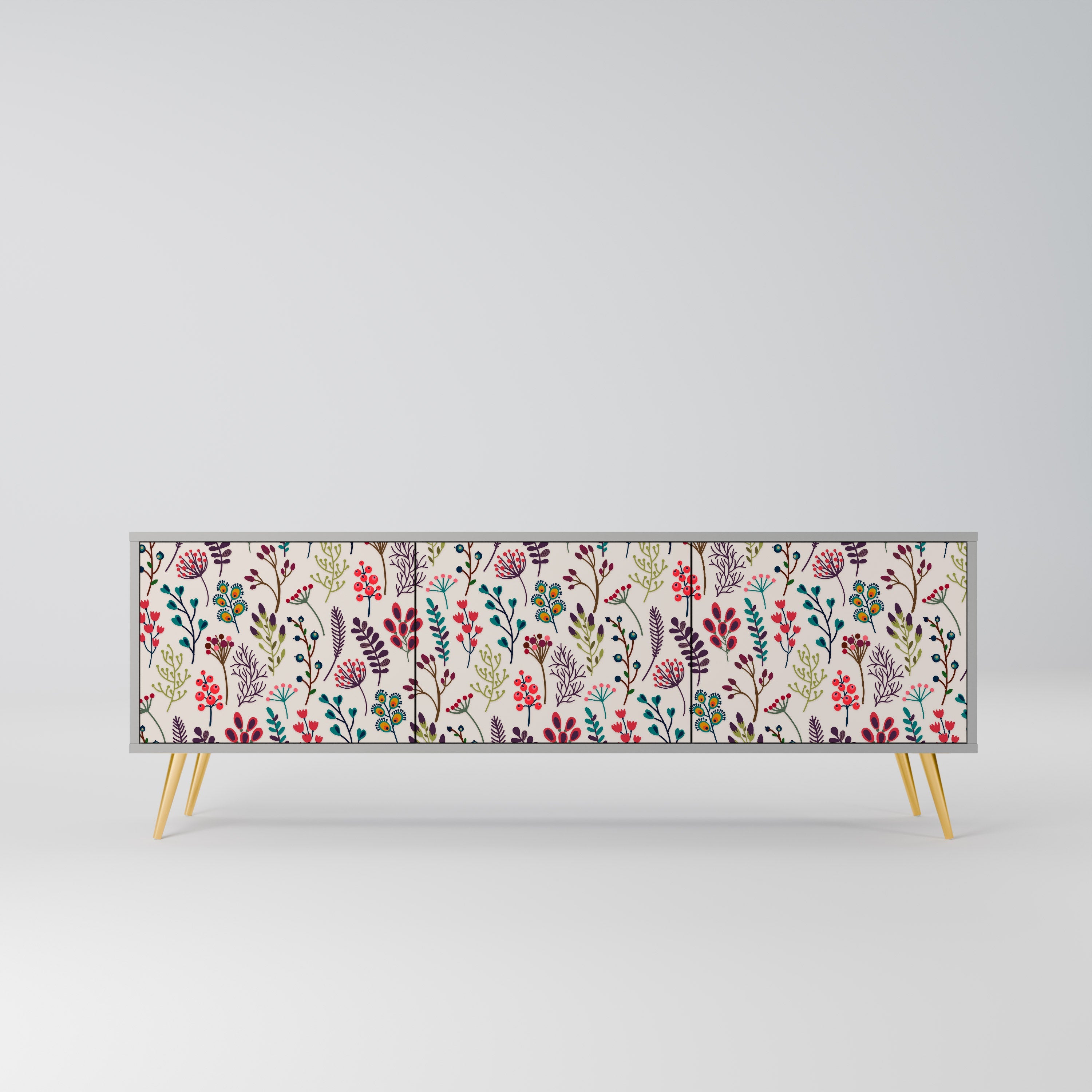 AUTUMN SUNDRIES 3-Door TV Stand in Grey Finish