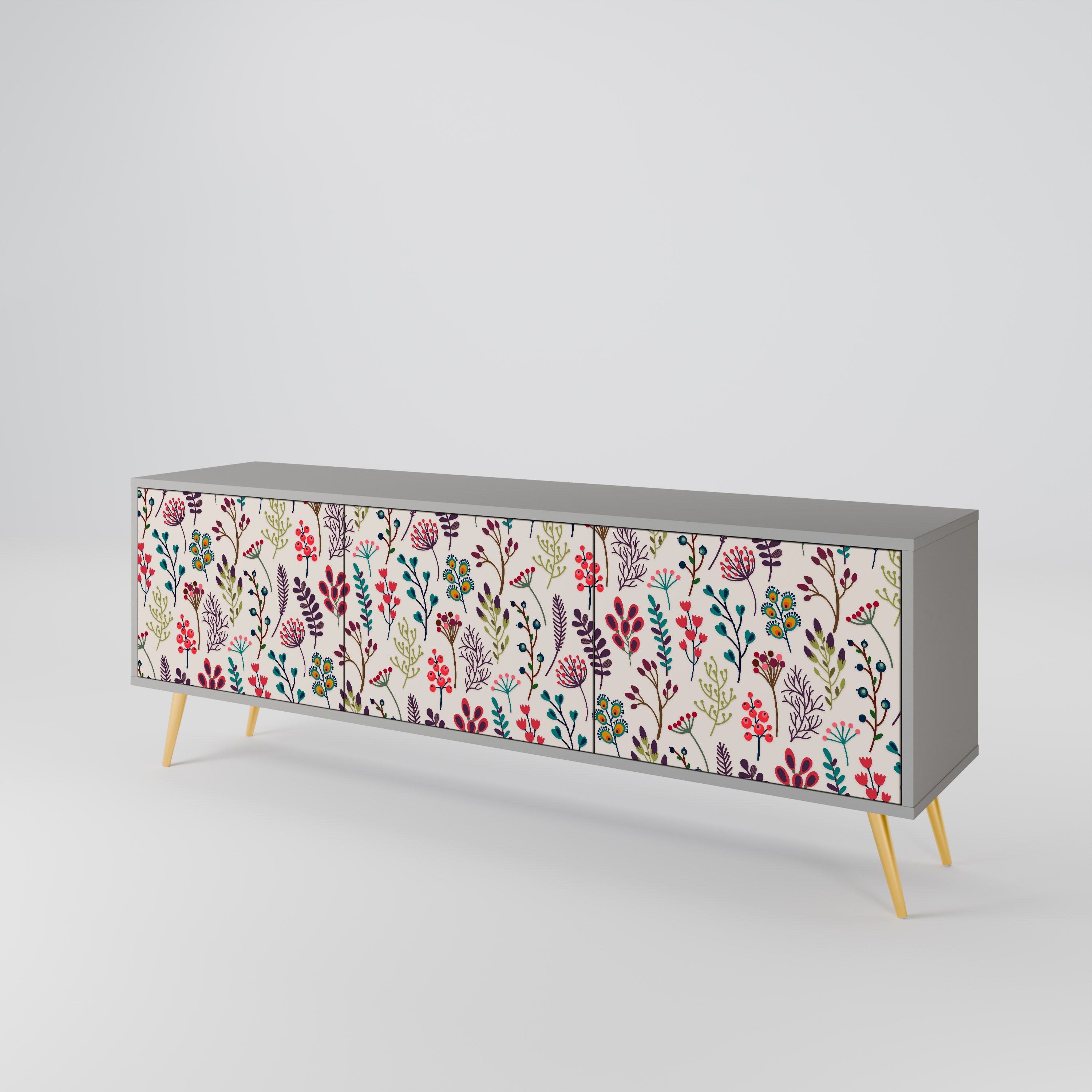 AUTUMN SUNDRIES 3-Door TV Stand in Grey Finish