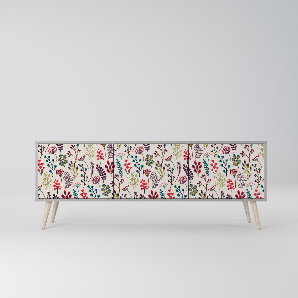 AUTUMN SUNDRIES 3-Door TV Stand in Grey Finish