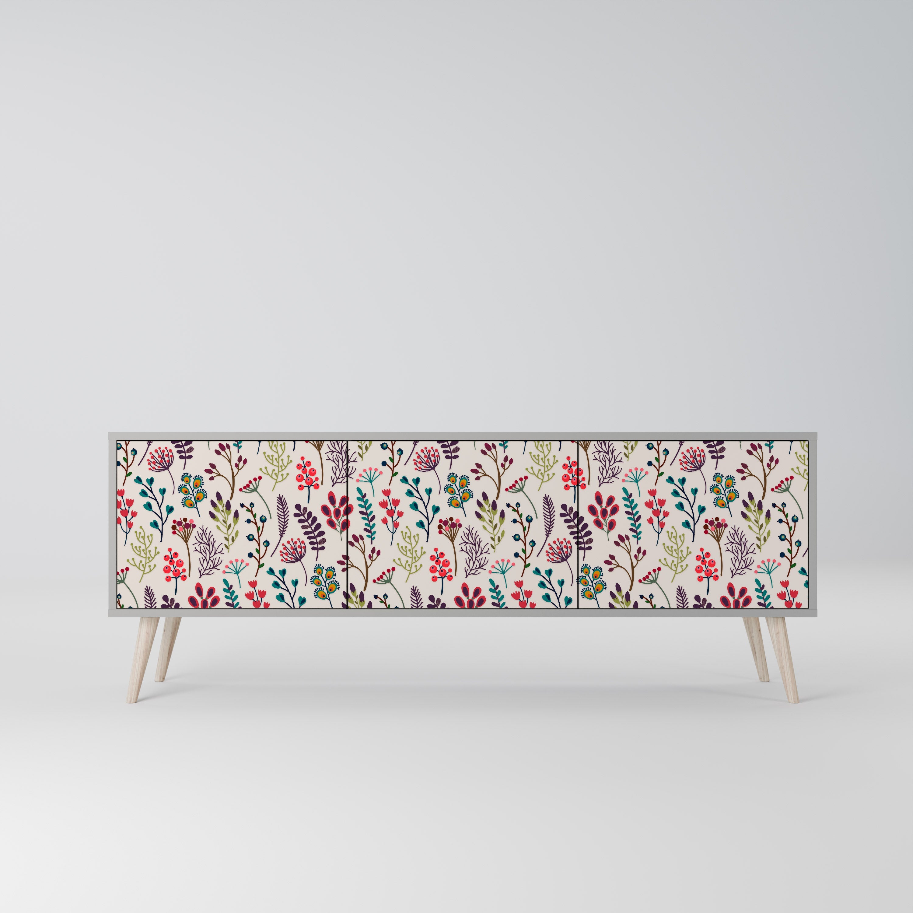 AUTUMN SUNDRIES 3-Door TV Stand in Grey Finish