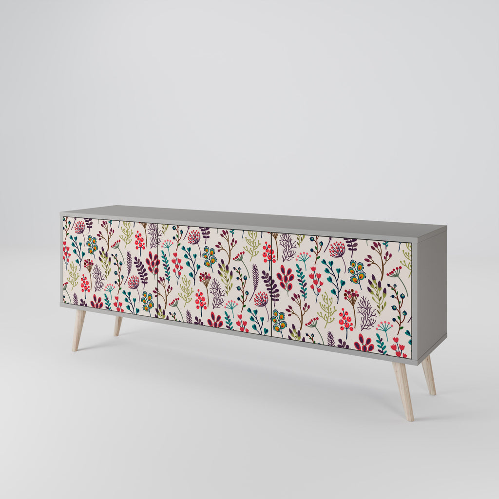 AUTUMN SUNDRIES 3-Door TV Stand in Grey Finish