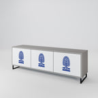 POLISH FOLK ART 3-Door TV Stand in Grey Finish