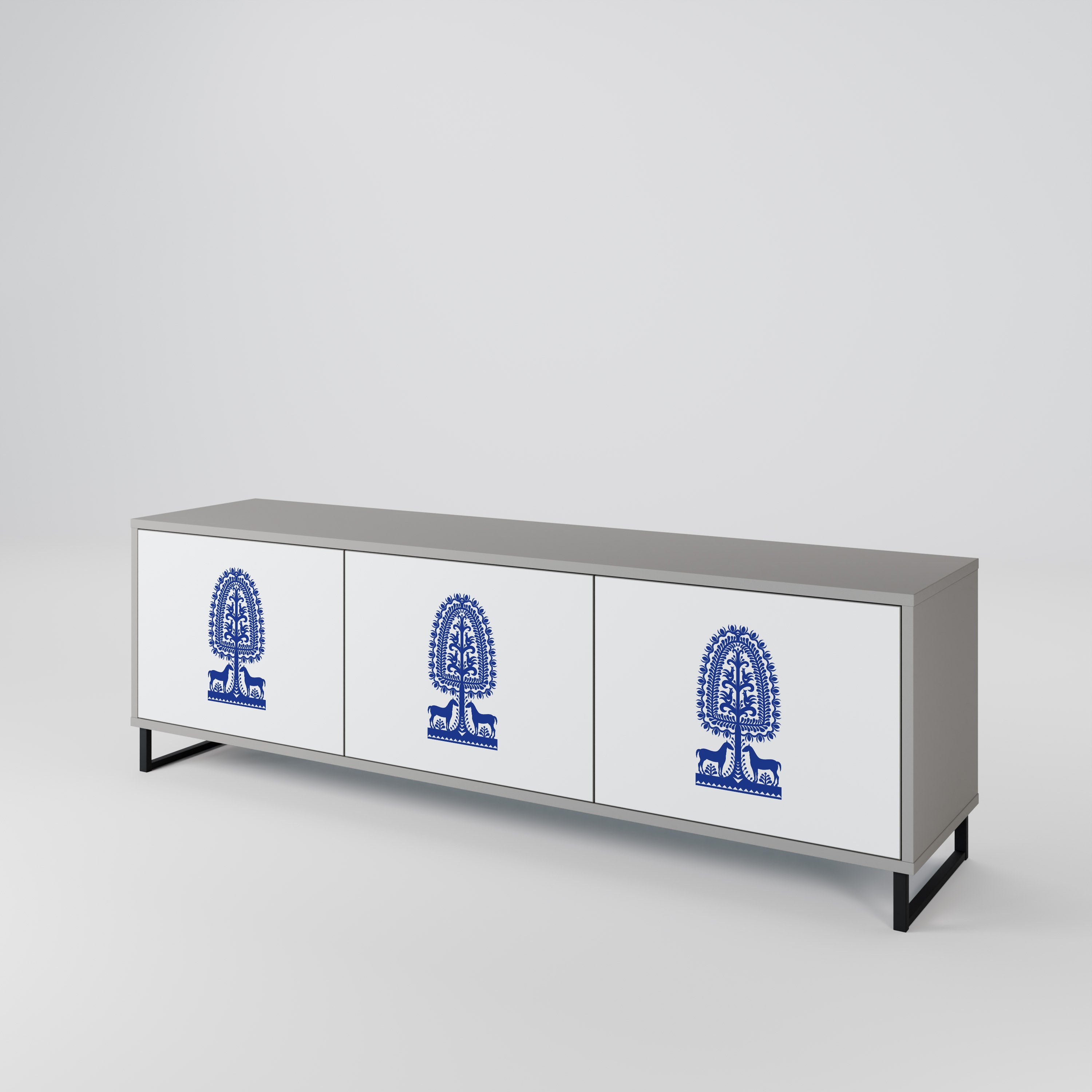 POLISH FOLK ART 3-Door TV Cabinet