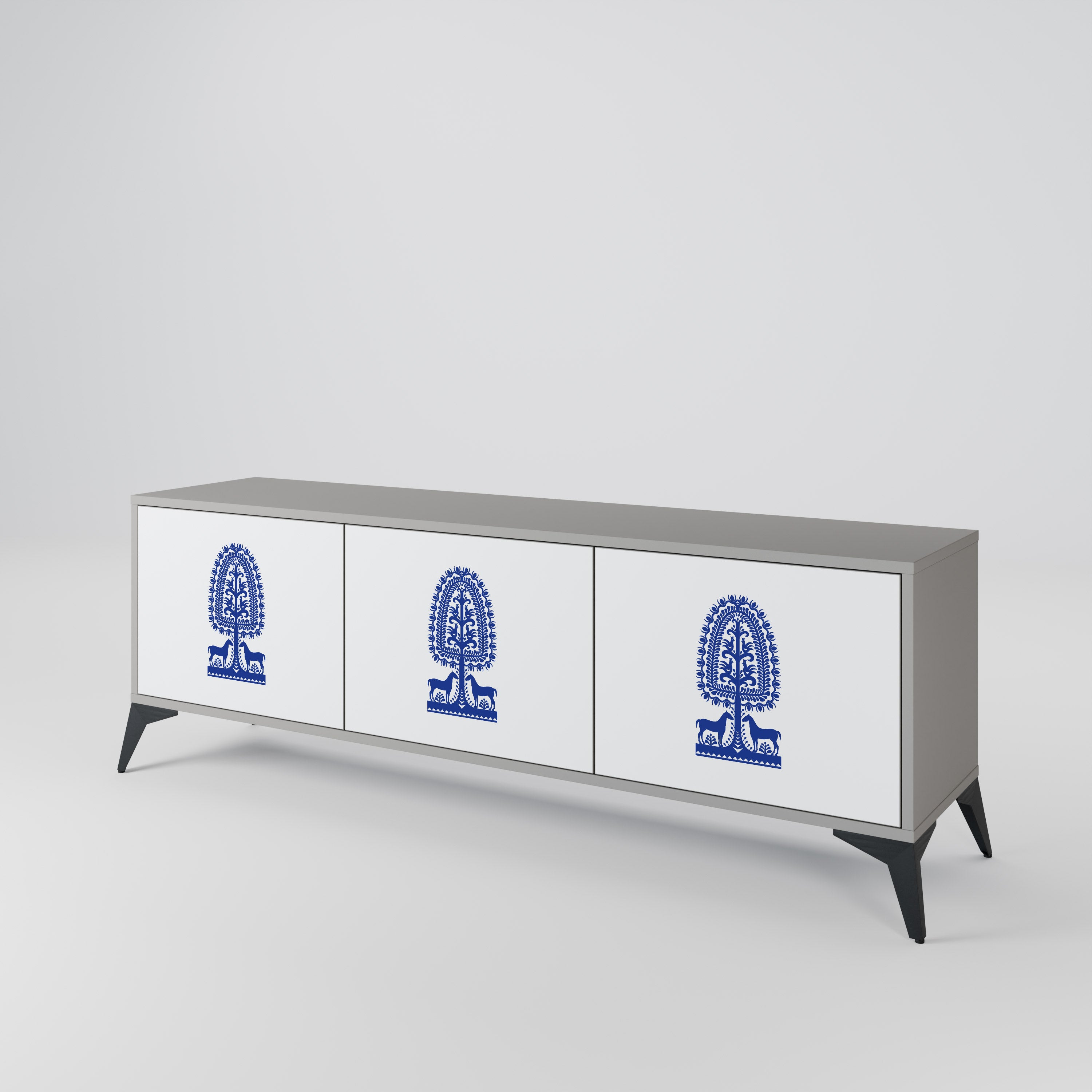 POLISH FOLK ART 3-Door TV Cabinet