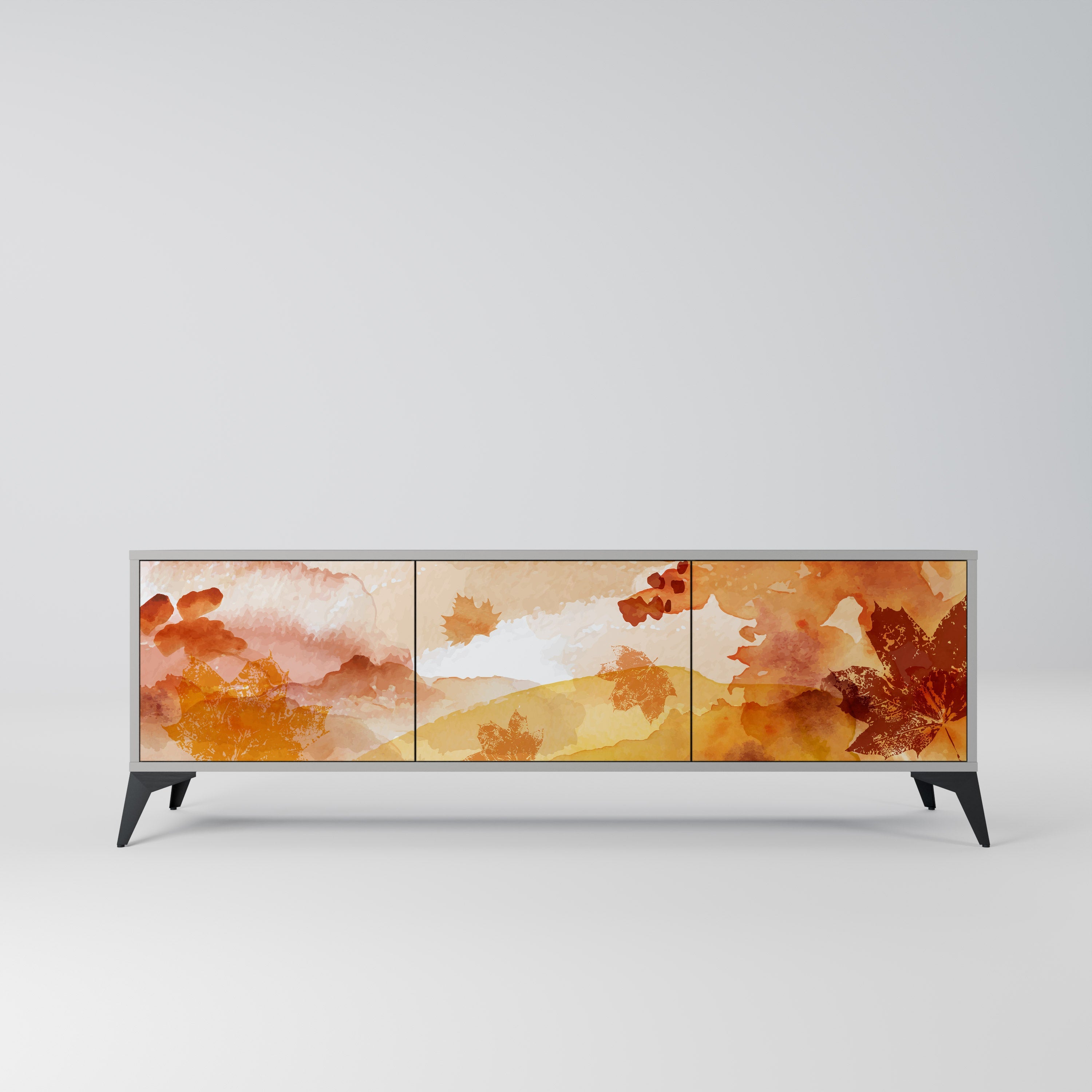 TRACES OF AUTUMN 3-Door TV Stand in Grey Finish