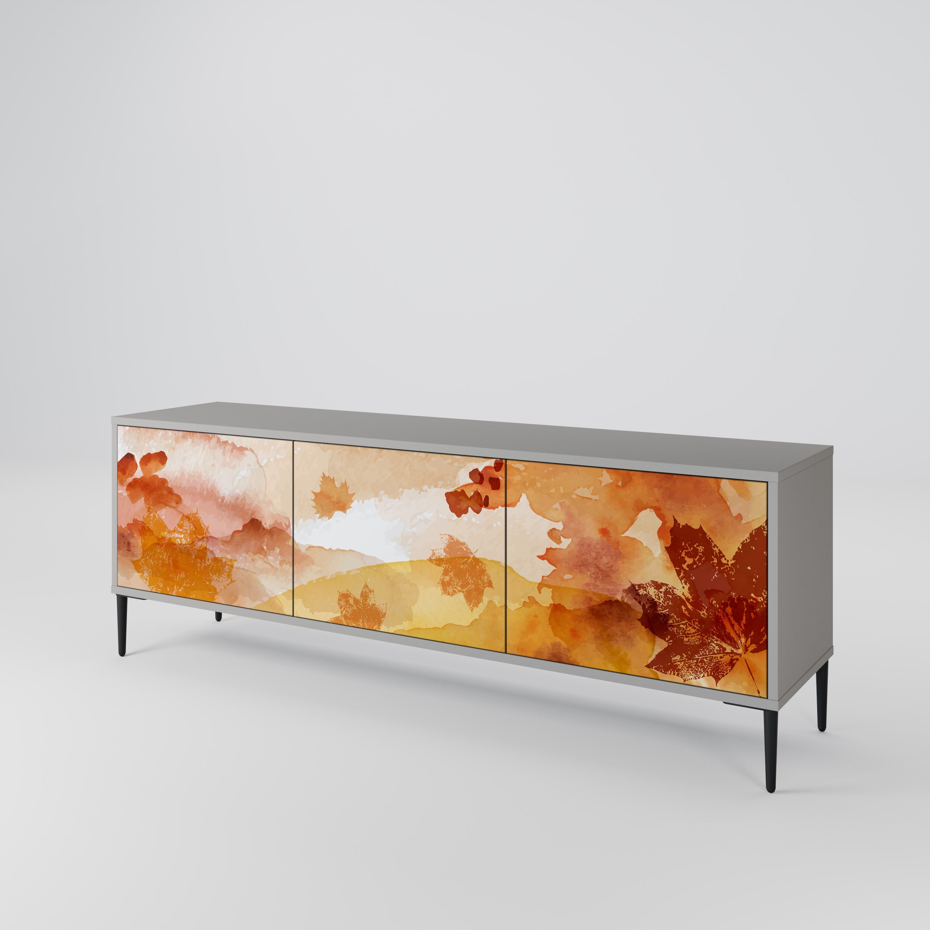 TRACES OF AUTUMN 3-Door TV Stand in Grey Finish