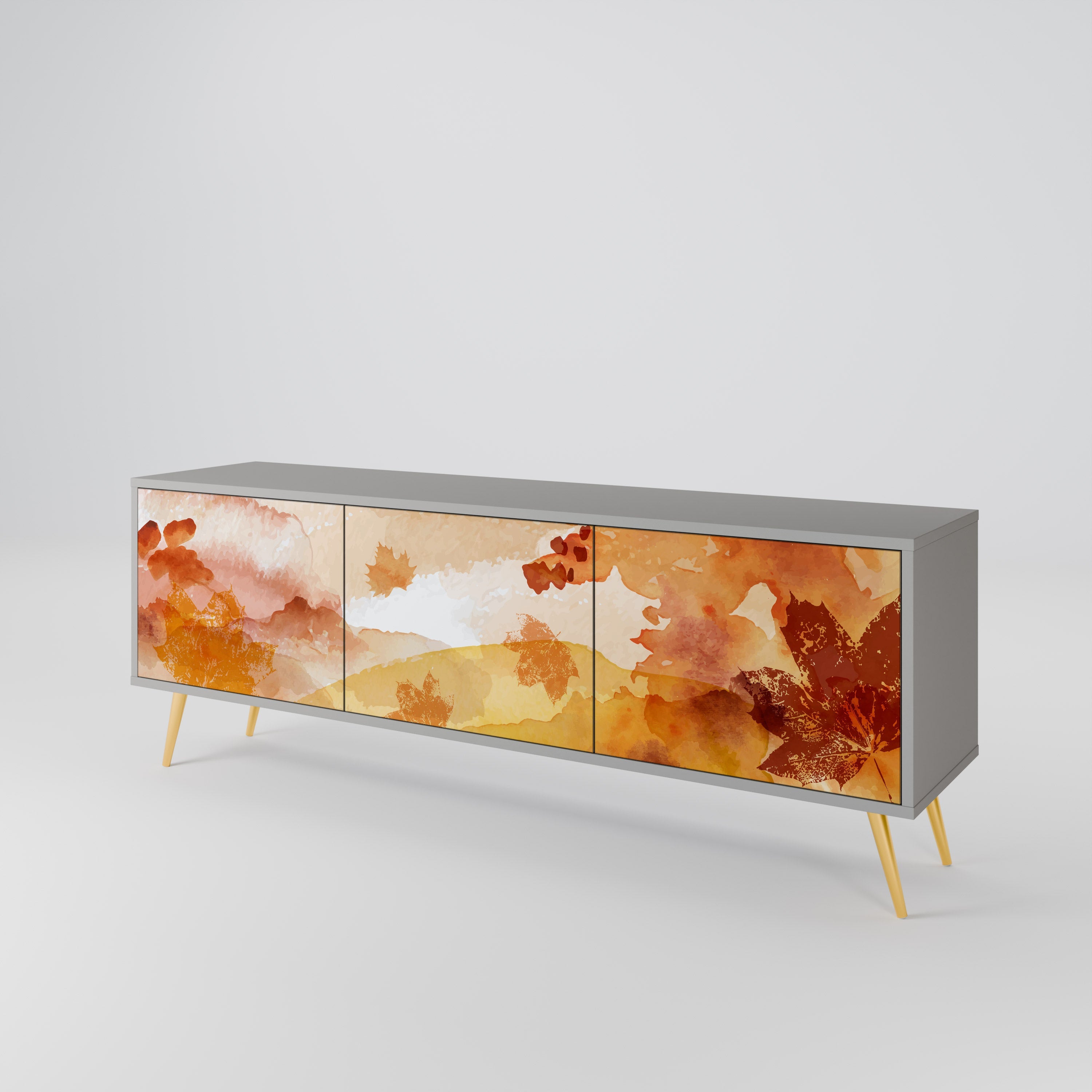 TRACES OF AUTUMN 3-Door TV Stand in Grey Finish