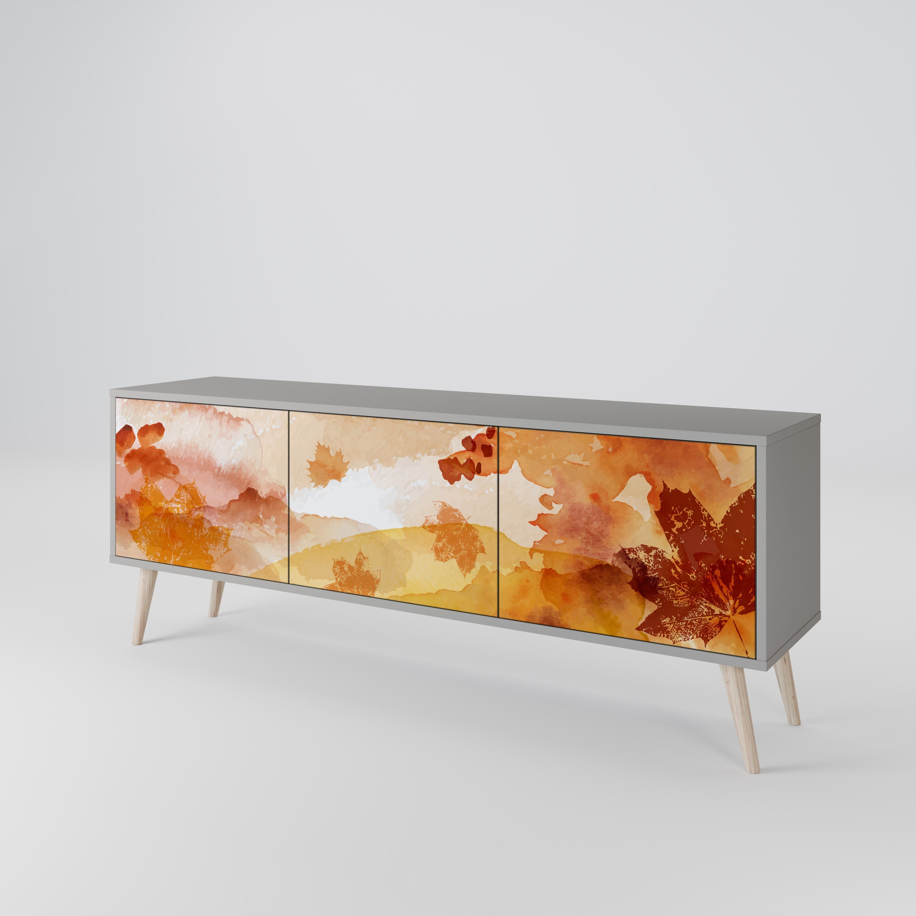 TRACES OF AUTUMN 3-Door TV Stand in Grey Finish