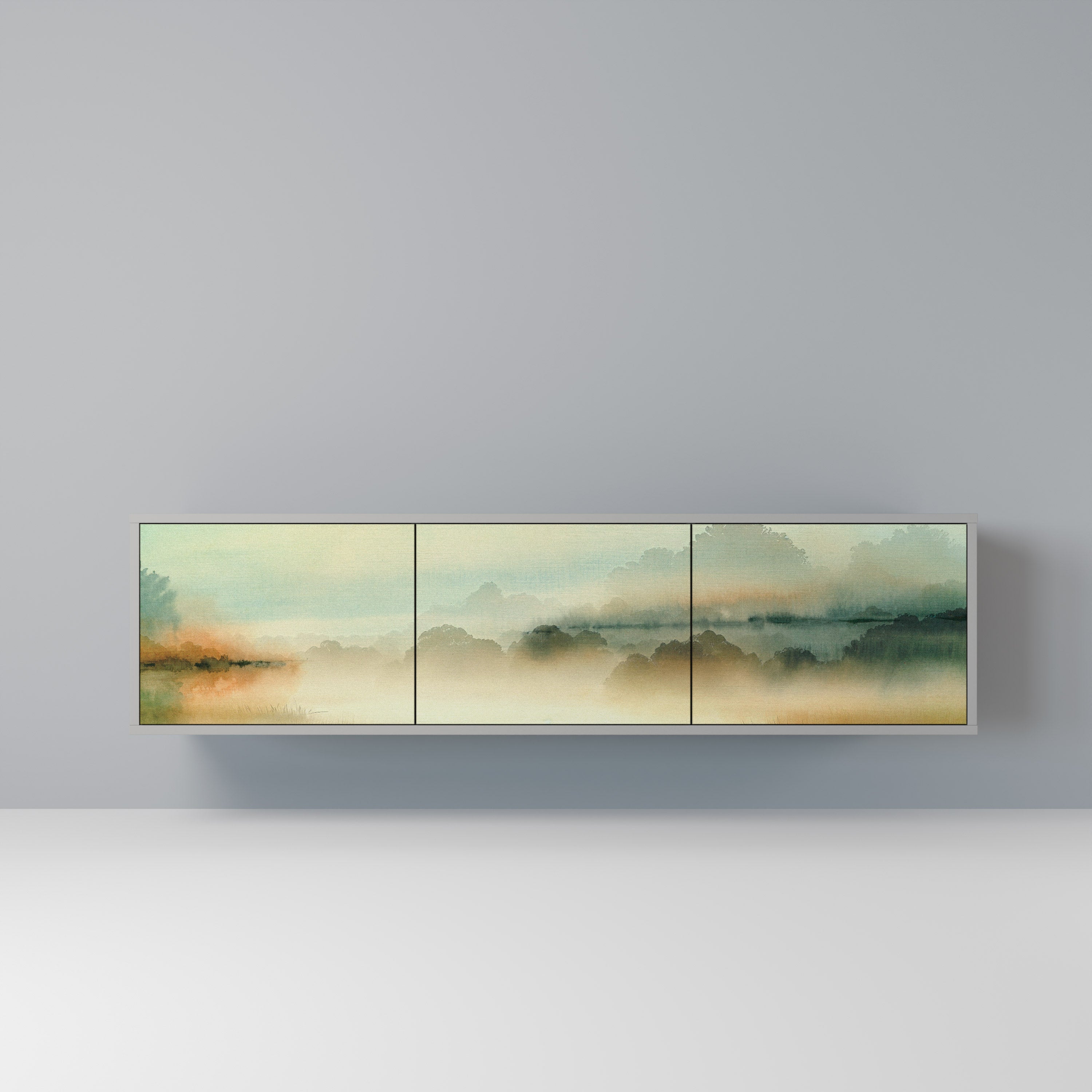 MORNING BY THE LAKE TV-Lowboard mit 3 Türen in Grau