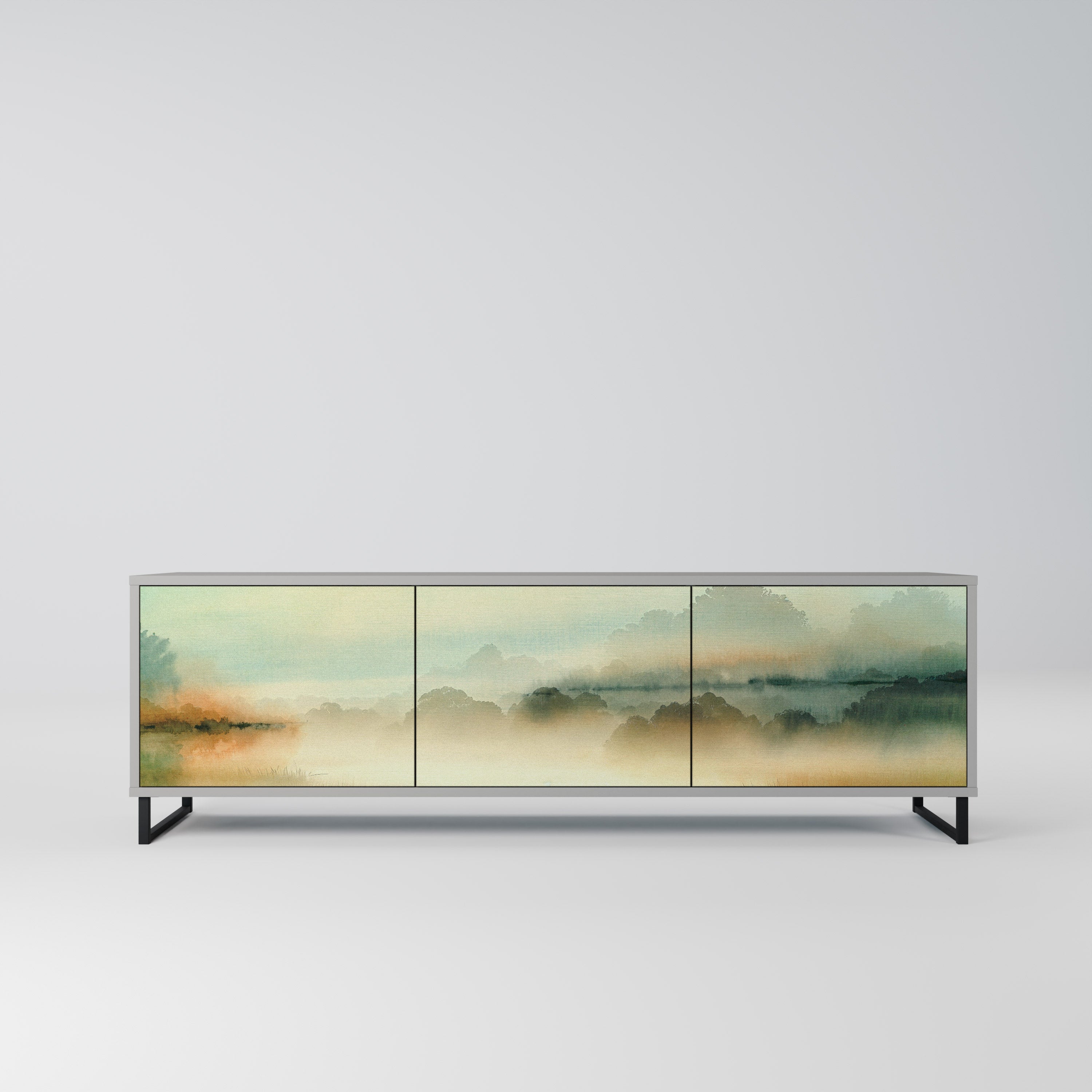 MORNING BY THE LAKE TV-Lowboard mit 3 Türen in Grau