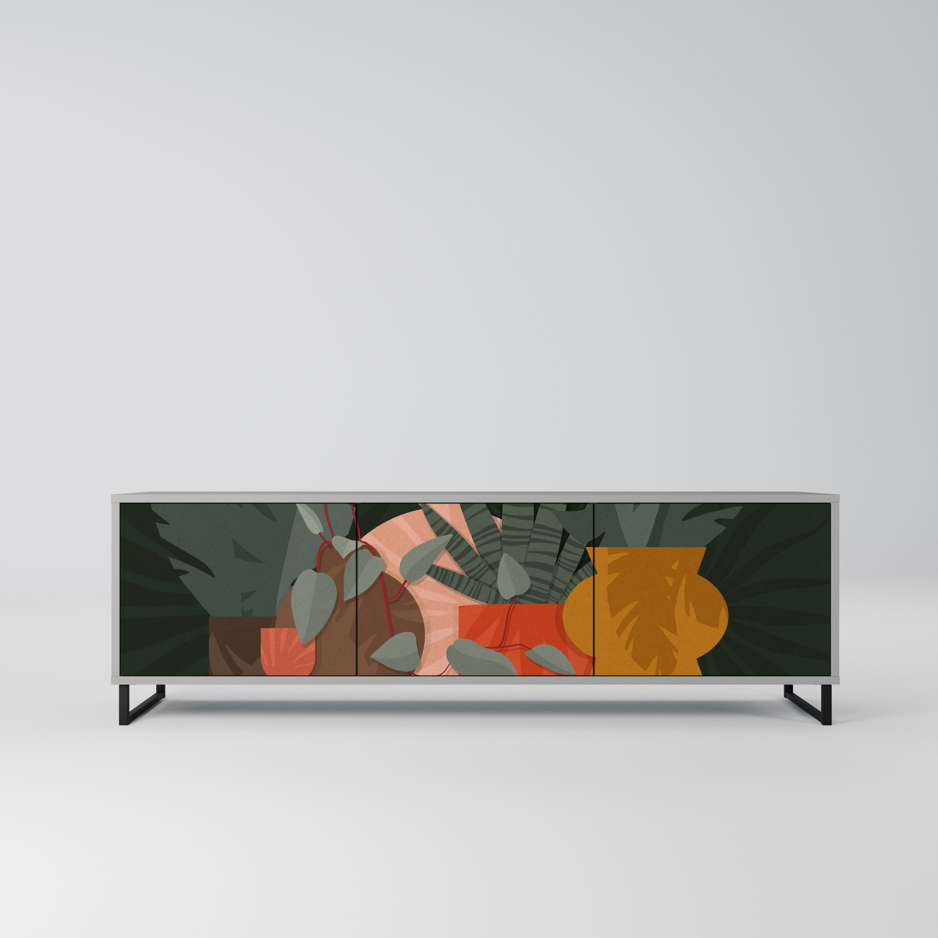 TROPICAL COMPOSITION TV-Lowboard mit 3 Türen in Grau