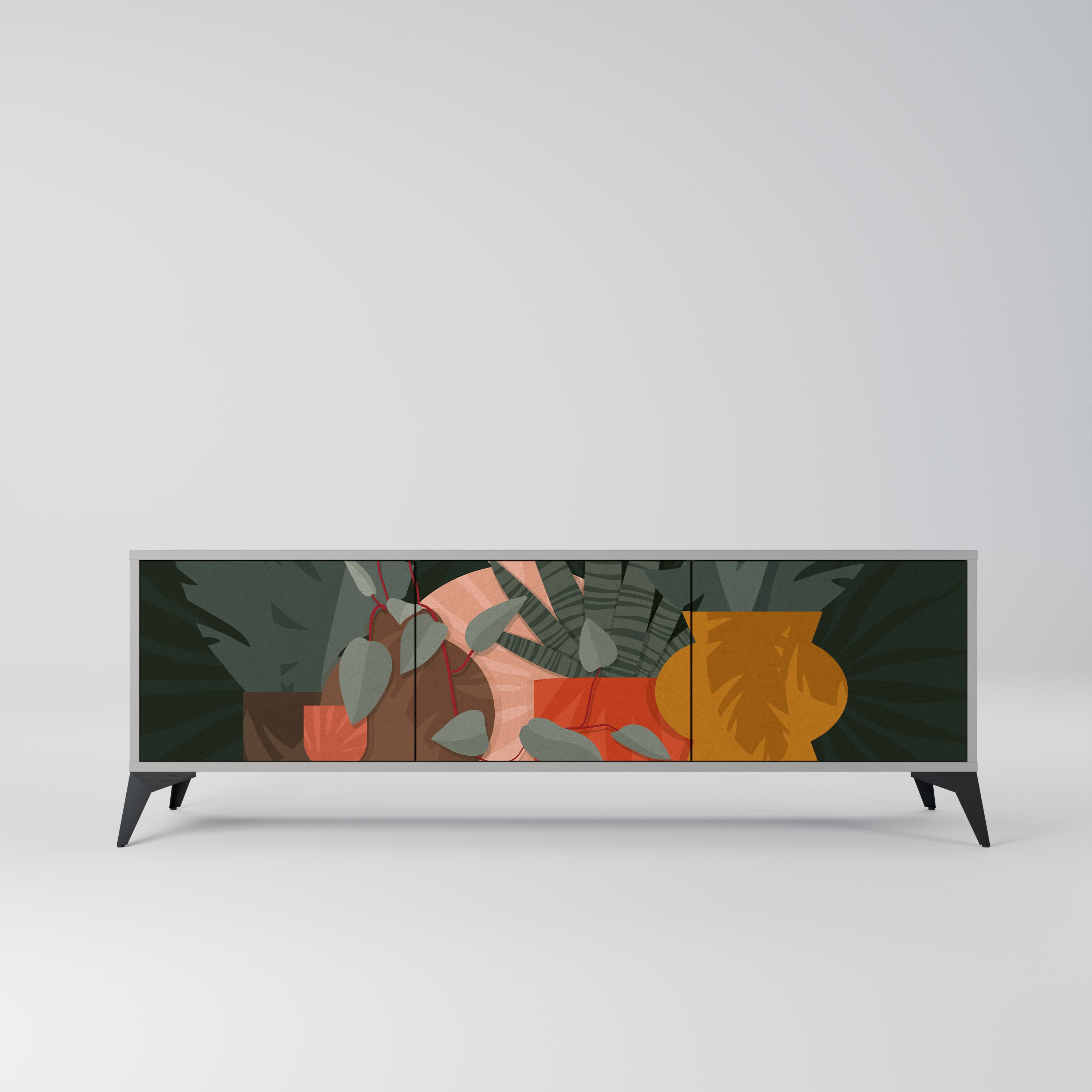 TROPICAL COMPOSITION TV-Lowboard mit 3 Türen in Grau