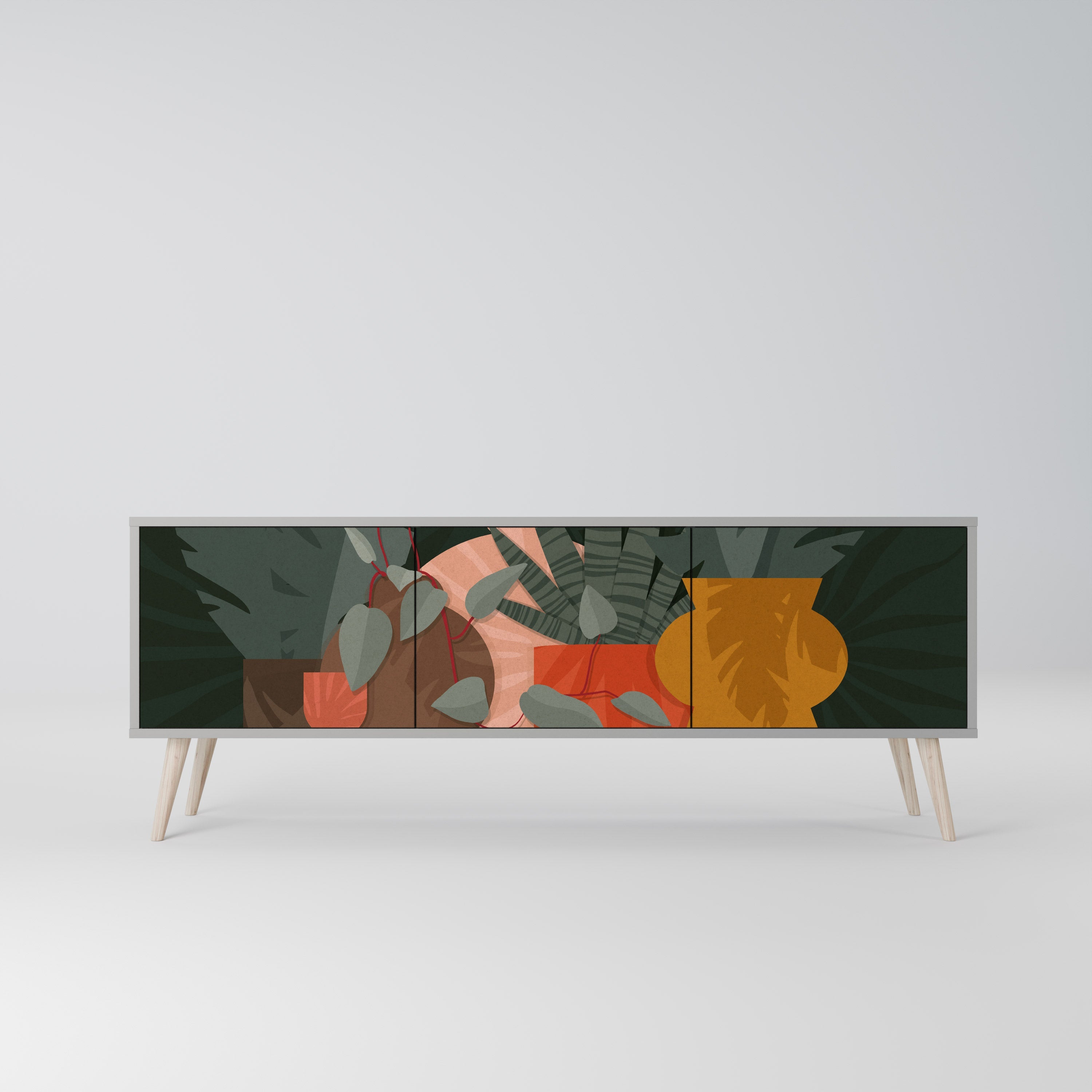 TROPICAL COMPOSITION TV-Lowboard mit 3 Türen in Grau