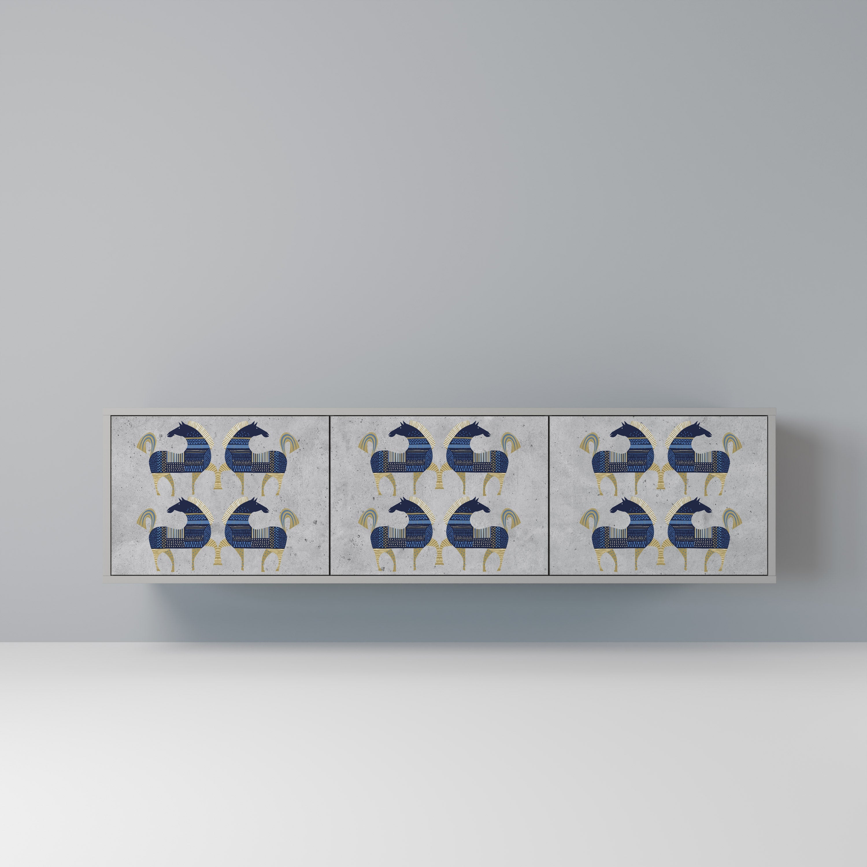 MAJESTIC STEED TV-Lowboard mit 3 Türen in Grau