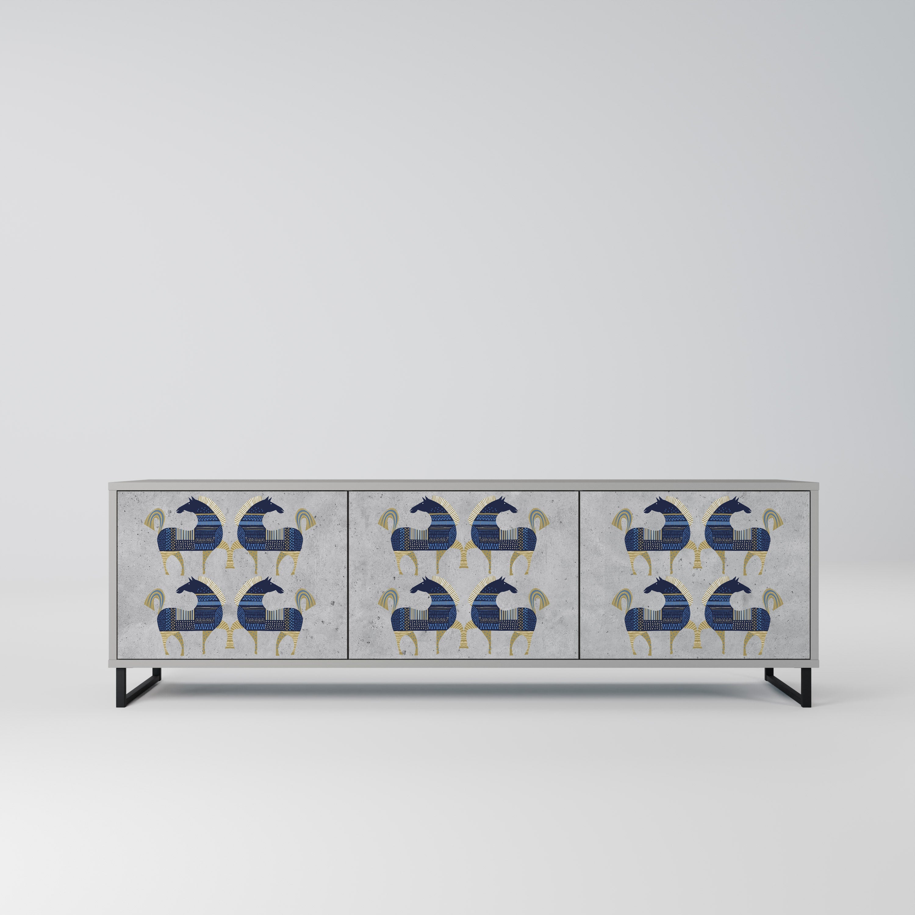 MAJESTIC STEED TV-Lowboard mit 3 Türen in Grau