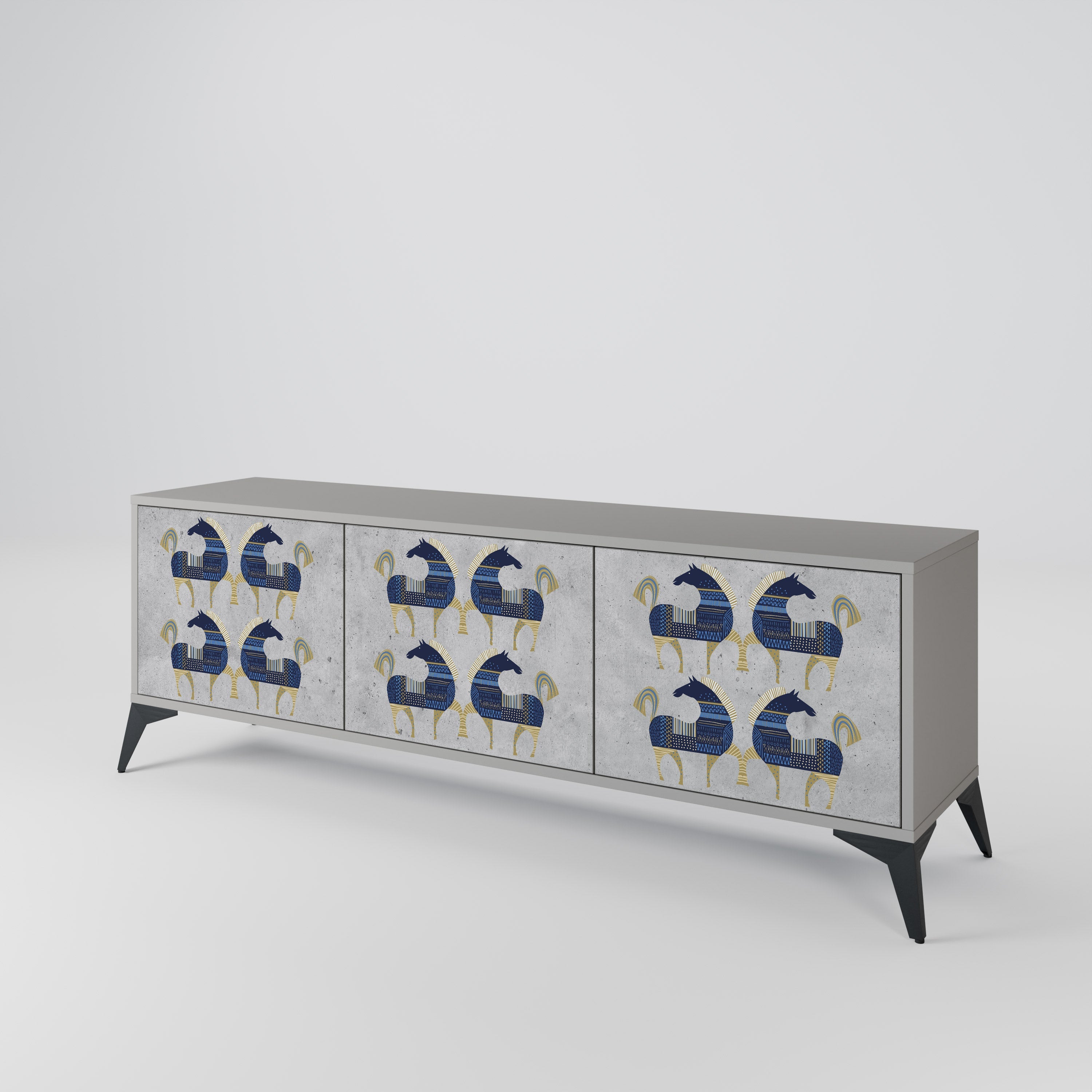 MAJESTIC STEED TV-Lowboard mit 3 Türen in Grau