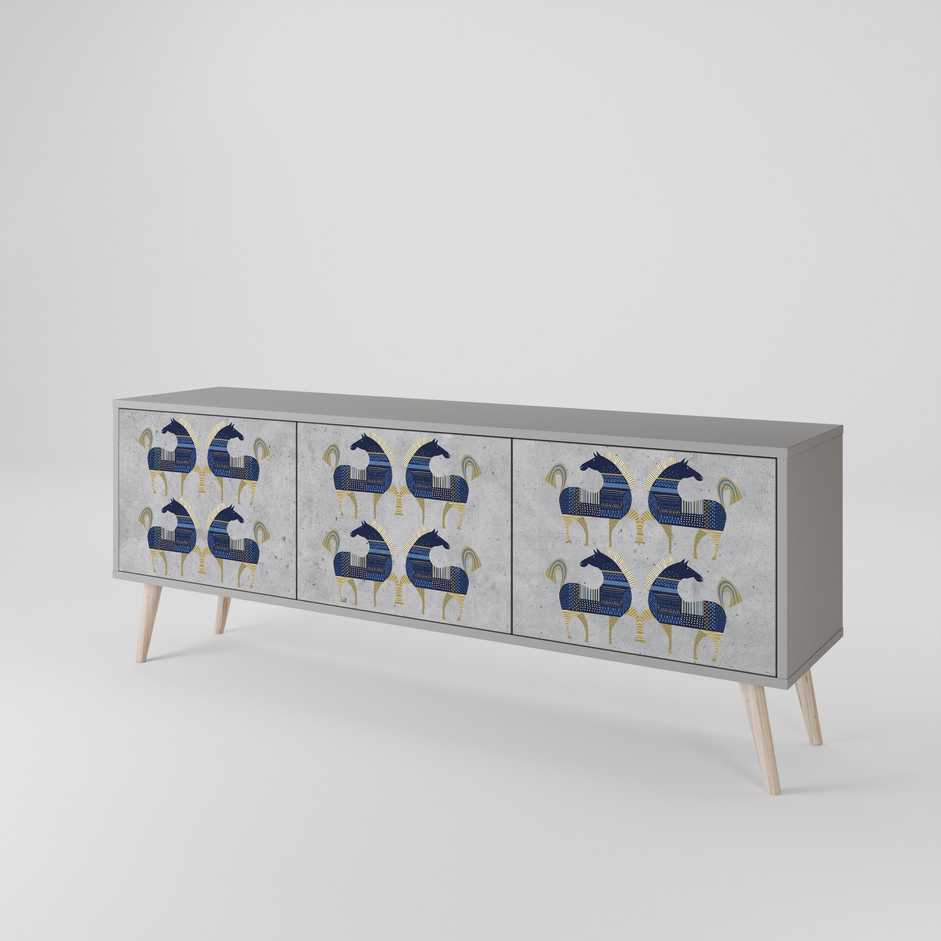 MAJESTIC STEED TV-Lowboard mit 3 Türen in Grau