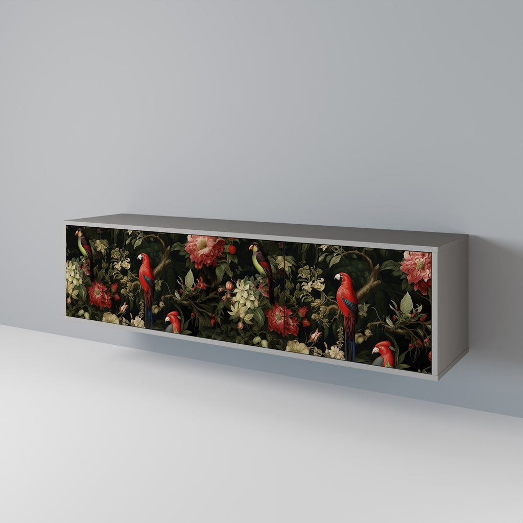 AVIAN GREENERY 3-Door TV Stand in Grey Finish