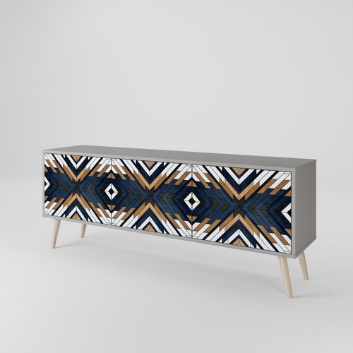 ARTFUL GEOMETRY TV-Lowboard mit 3 Türen in Grau