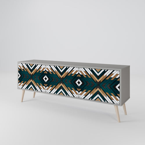 ARTISTIC GEOMETRY TV-Lowboard mit 3 Türen in Grau